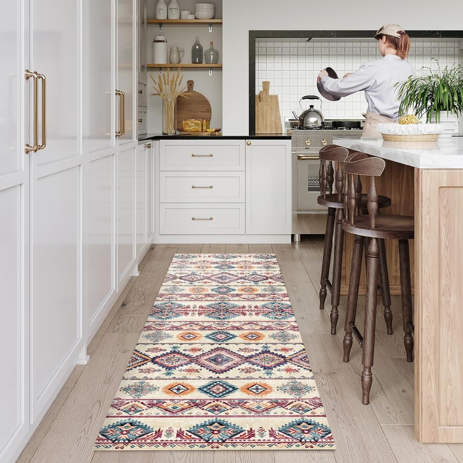 Modernen Weicher Läufer SCANDI BCF Zickzack Creme, Weiß Breite 67-100 Cm Teppich
