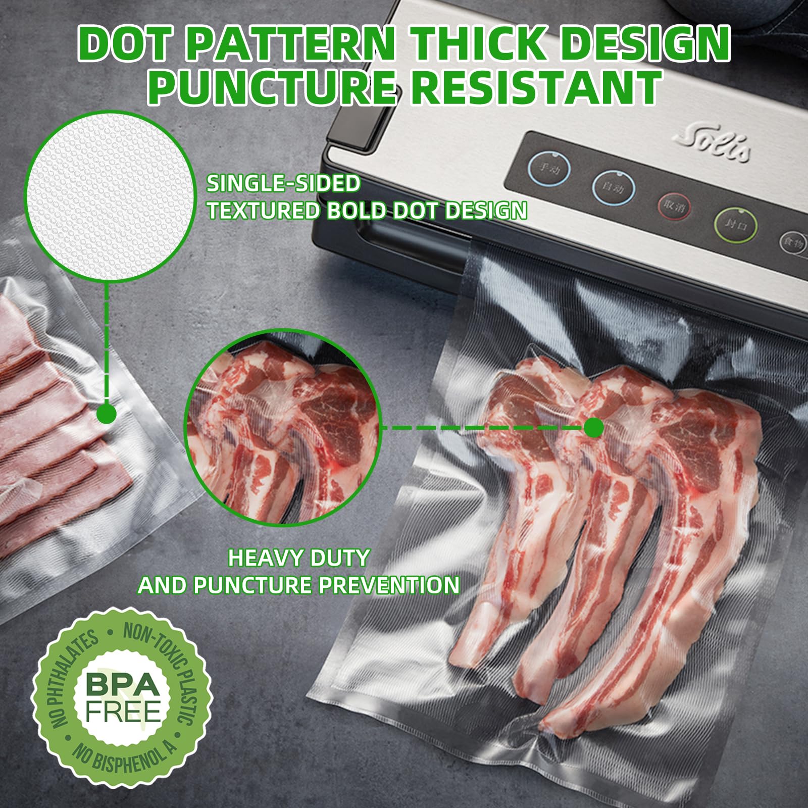 Lot de 100 sacs d'emballage sous vide de qualité commerciale, sans BPA, très résistants, prévention des perforations, parfaits pour le stockage des aliments, la cuisson sous vide (15,2 x 25,4 cm et