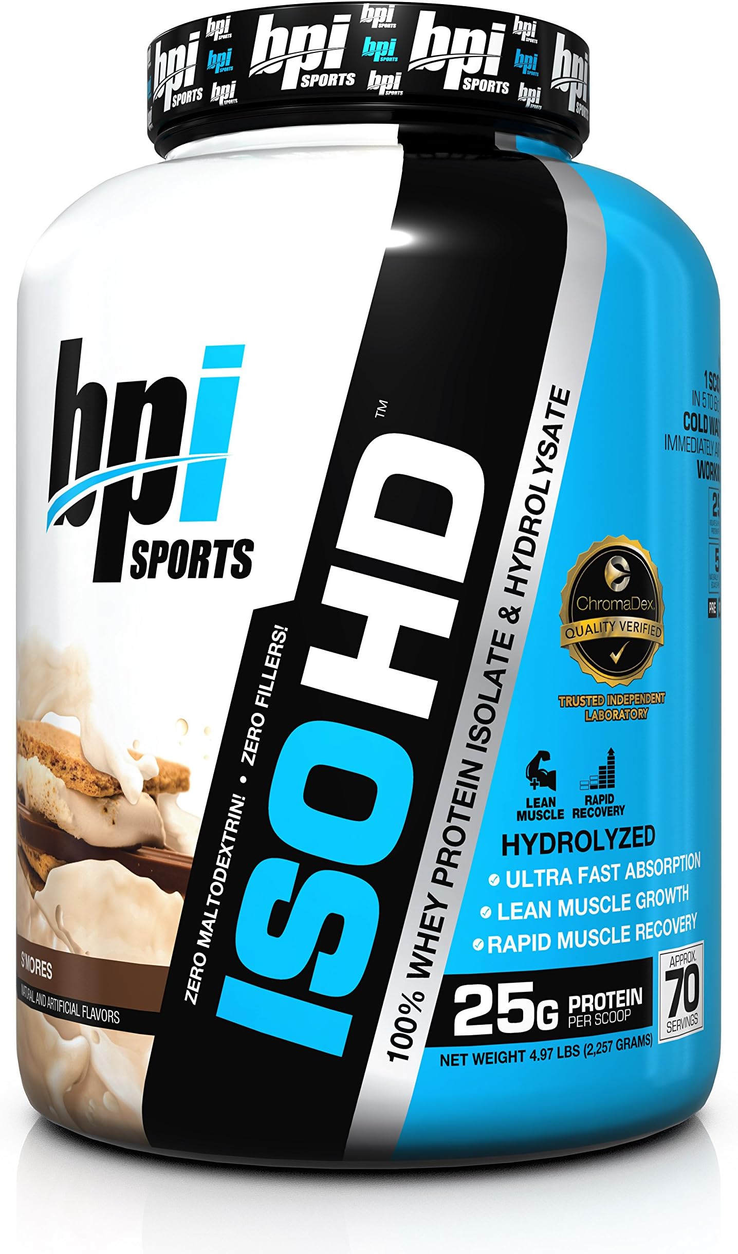 BPI Sports ISO HD 100% Protein Isolate & Hydrolysate, S'mores, 5.3 Pound