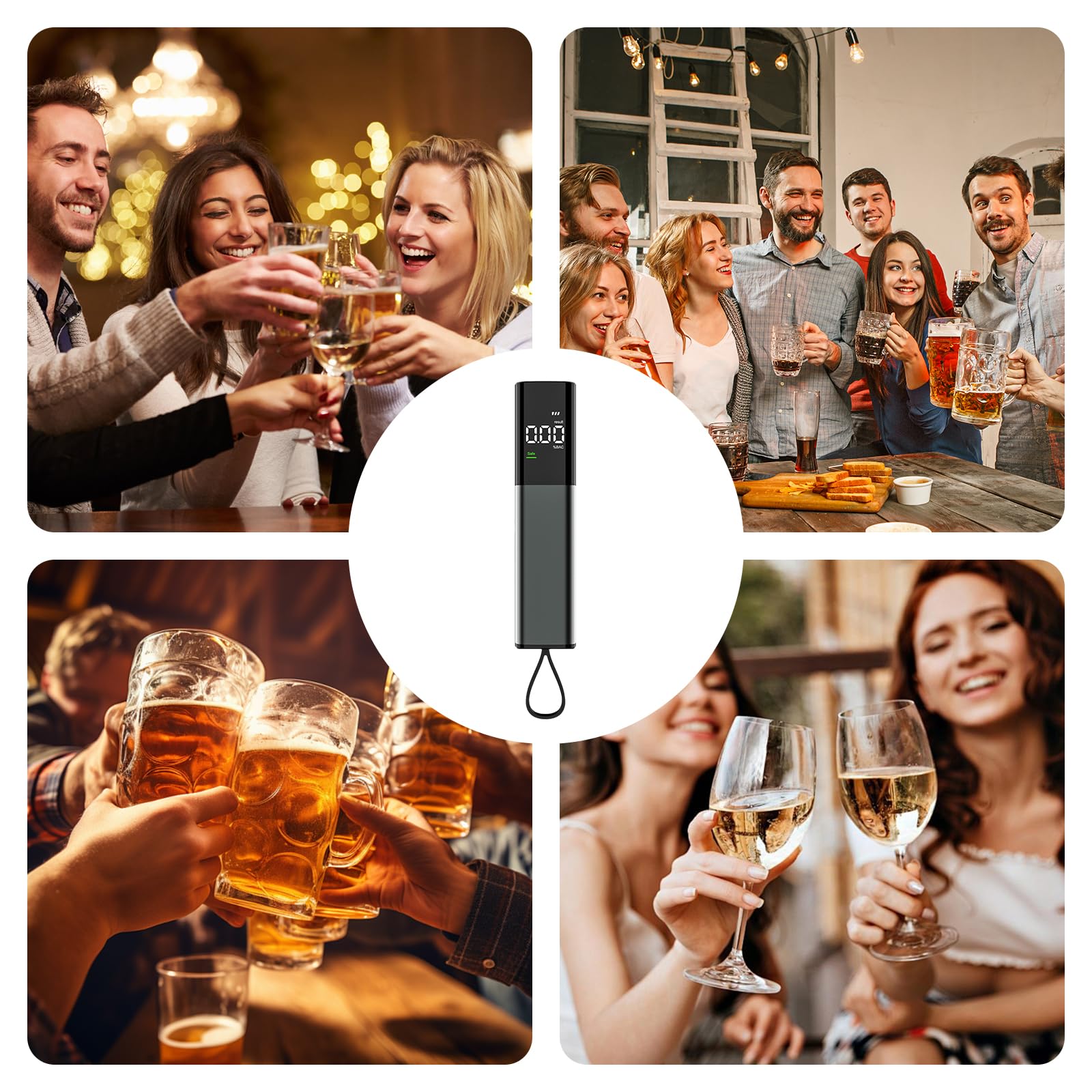 Éthylotest Portable Focenat - Détecteur D'alcoolémie Précis, écran LCD, Rechargeable USB, Pour Une Conduite Sûre Après Un Verre