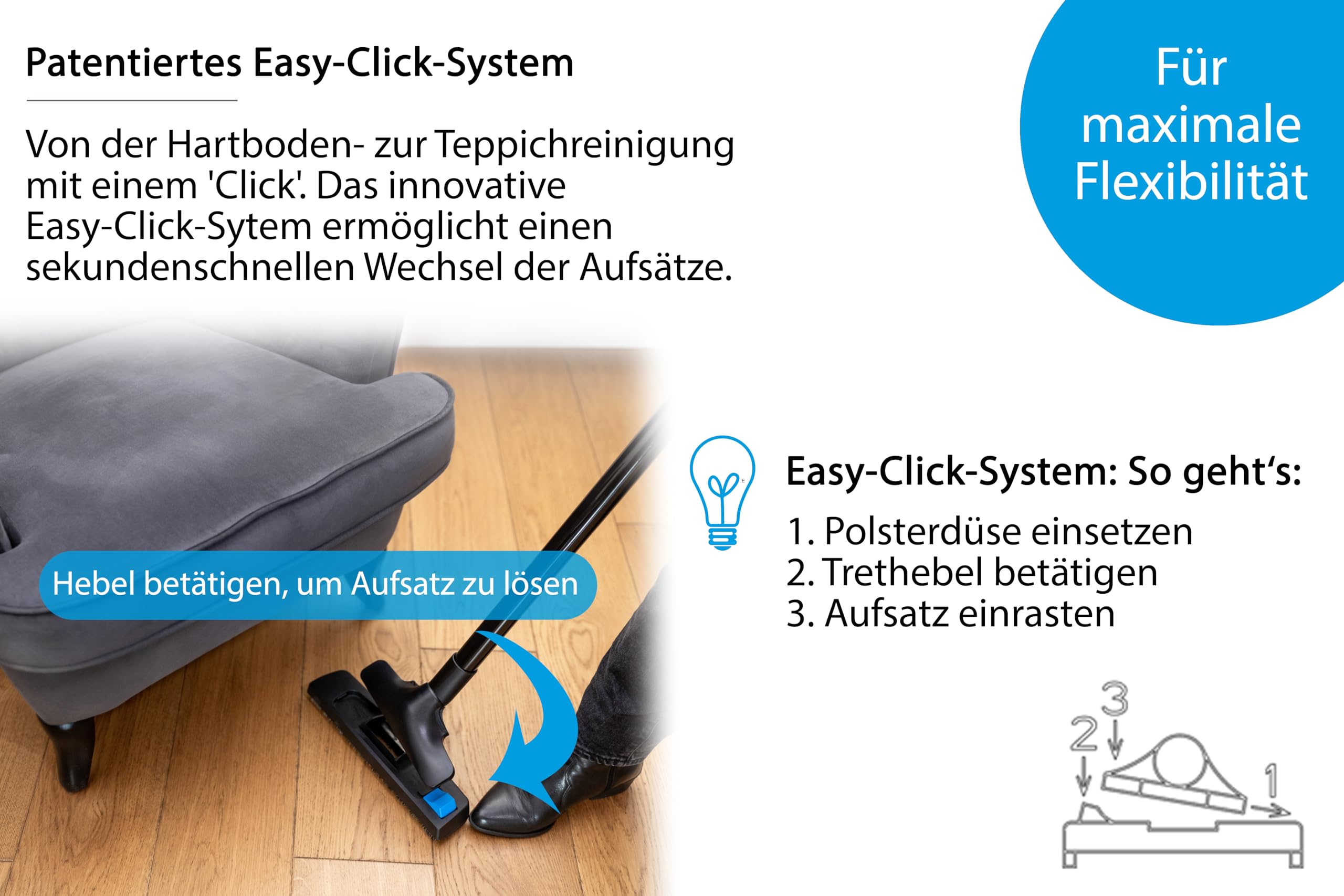 Wessel-Werk Speedglider Kit Hartboden 4-in-1 | Staubsaugerdüsen-Set für Teppich, Hartböden, Möbel, Polster | 4-teilig | inklusive Universal-Adapter | passend von 32-38mm