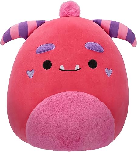 Squishmallows Mont Pink Monster original de 14 pulgadas con vientre mullido y mejillas de corazón, peluche grande oficial de Jazwares