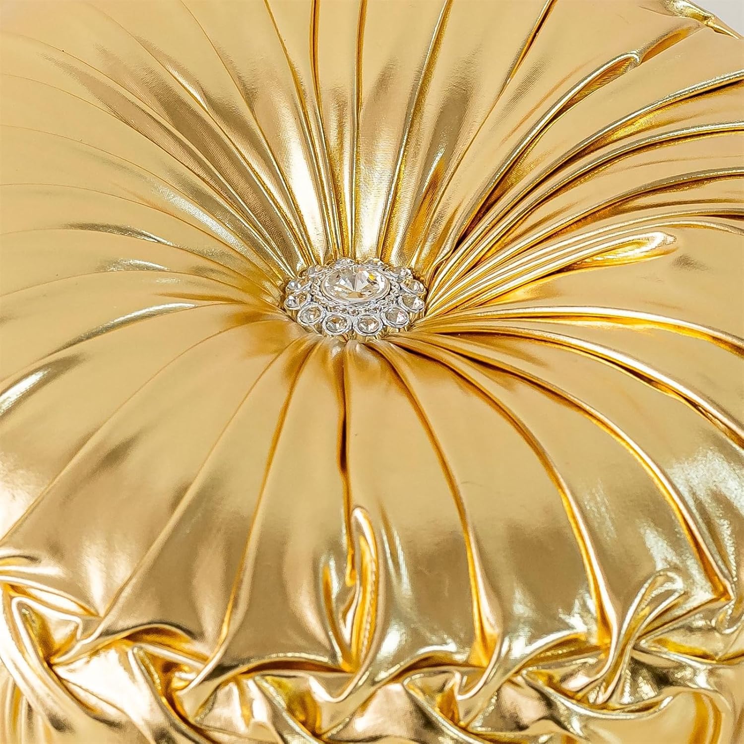 Round Throw Pillows, Soft Spandex Fabric Pumpkin Pleated Handmade Metallic Decorative Throw Pillows Floor Pillows Cushion for Sofa Couch Bed Living Room Chair Decoration, Silver