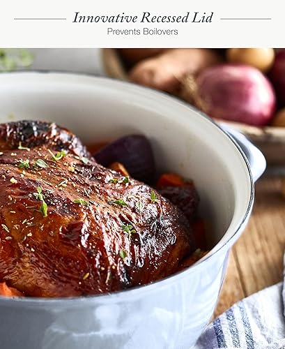 Miniatura 5 de Merten & Storck Hierro esmaltado hecho a mano europea, cacerola redonda de horno holandés de 7 cuartos con tapa, gris galaxia