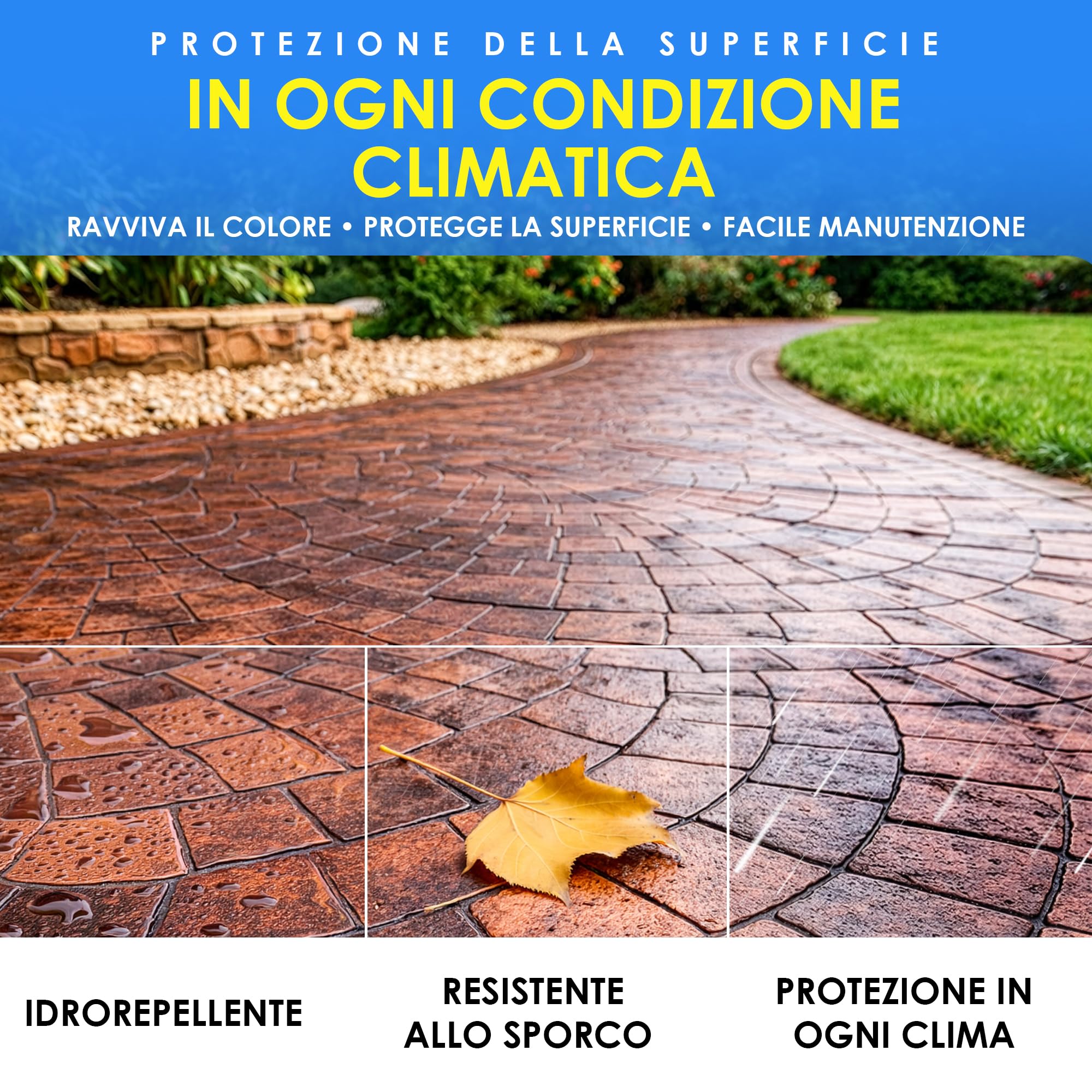Resina per Cemento Stampato per Esterno Trasparente 5 L | Sigillante Protettivo Ravviva Colore | Per Cemento, Pietra e Superfici Minerali | Interno & Esterno – Base Acqua