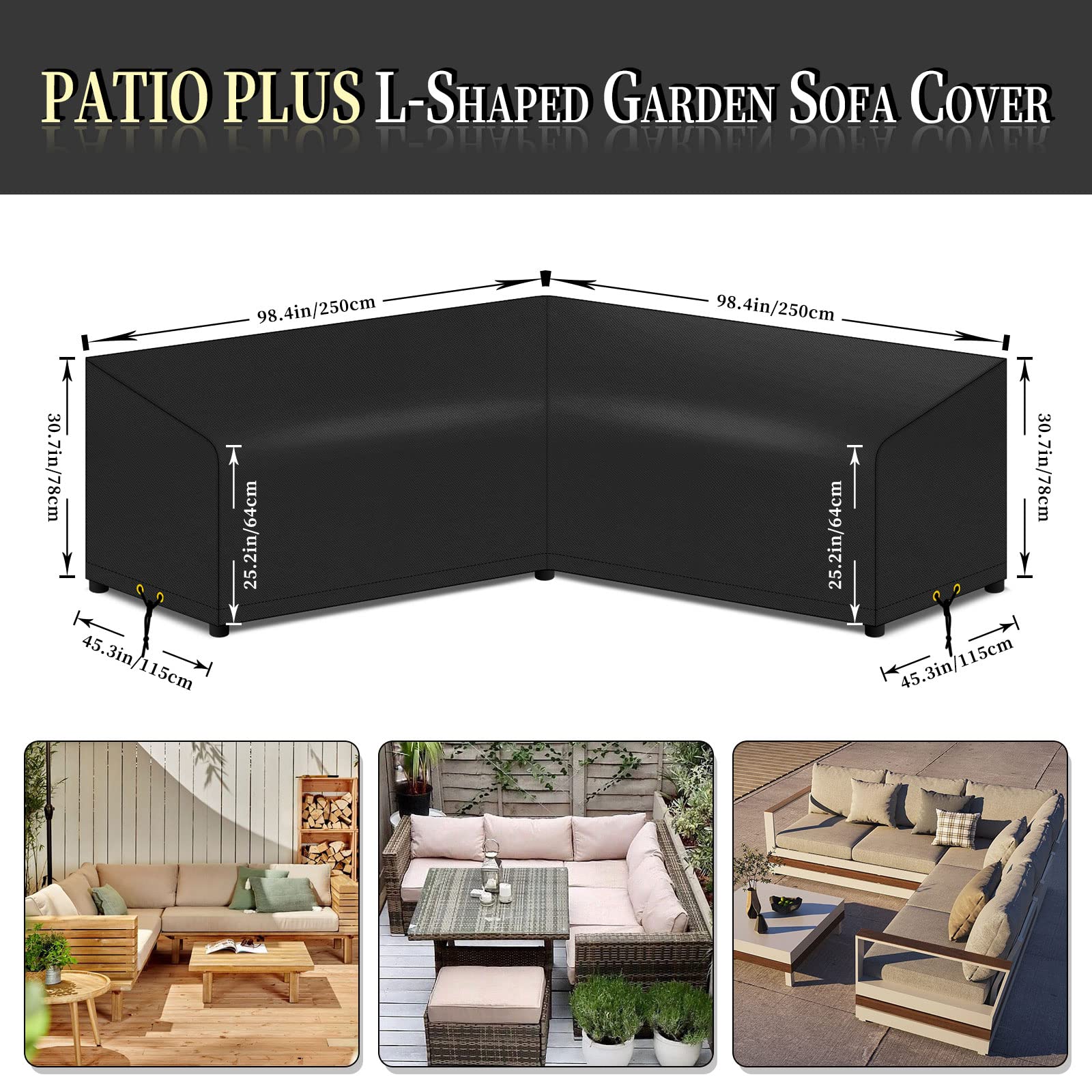 Fundas Para Muebles De Jardin, Funda Mesa Jardin Impermeable Rectangular Funda Protectora Para Muebles 210x210x100cm(LxWxH) Funda Sofa Jardin Exterior Anti-UV Para Sofa Patio, Resitente Al Polvo