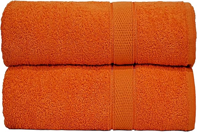 CB CASABELLA 2 Piece Jumbo Bath sheet 100% Combed Cotton Extra Large Bath Towel bale set super Absorbent Soft Orange 2 Pack 90X180 CM Bath-sheets for bathroom