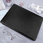 Antner Zippered 7 Bague Business Checkbook Binder Portfolio pour 3-on-a-Page Contrôles d'entreprise, 600 Capacité de contrôle, PU Couverture de binder en cuir pour 9x13 Feuilles, Organisateur de stockage intégré, Noir