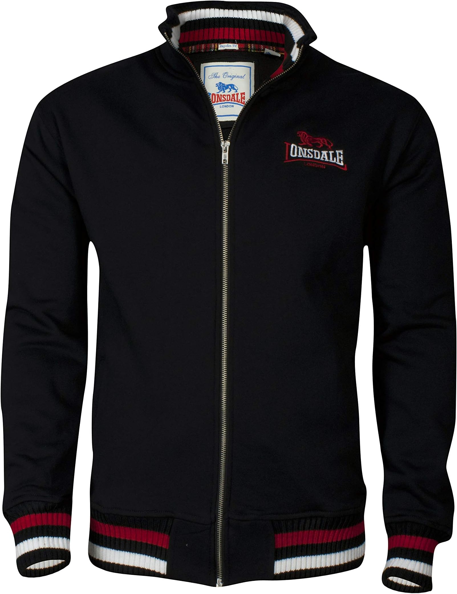 Lonsdale Dover Black Zip Jacket Sweatshirt Regular Fit