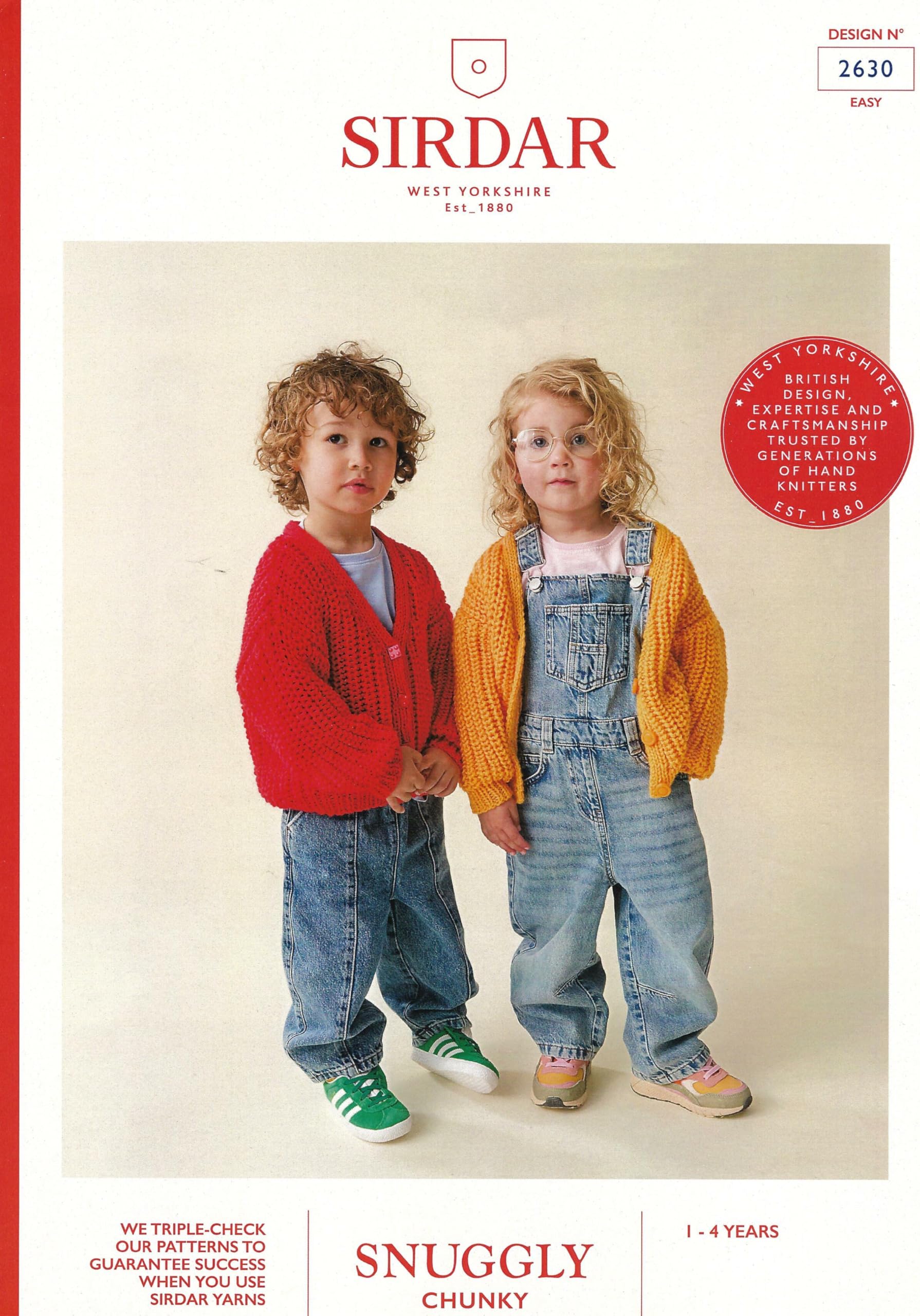 Sirdar Multicolour Chunky Knitting Pattern Pamphlet - 2630 Children's Cardigan (1-4Years)