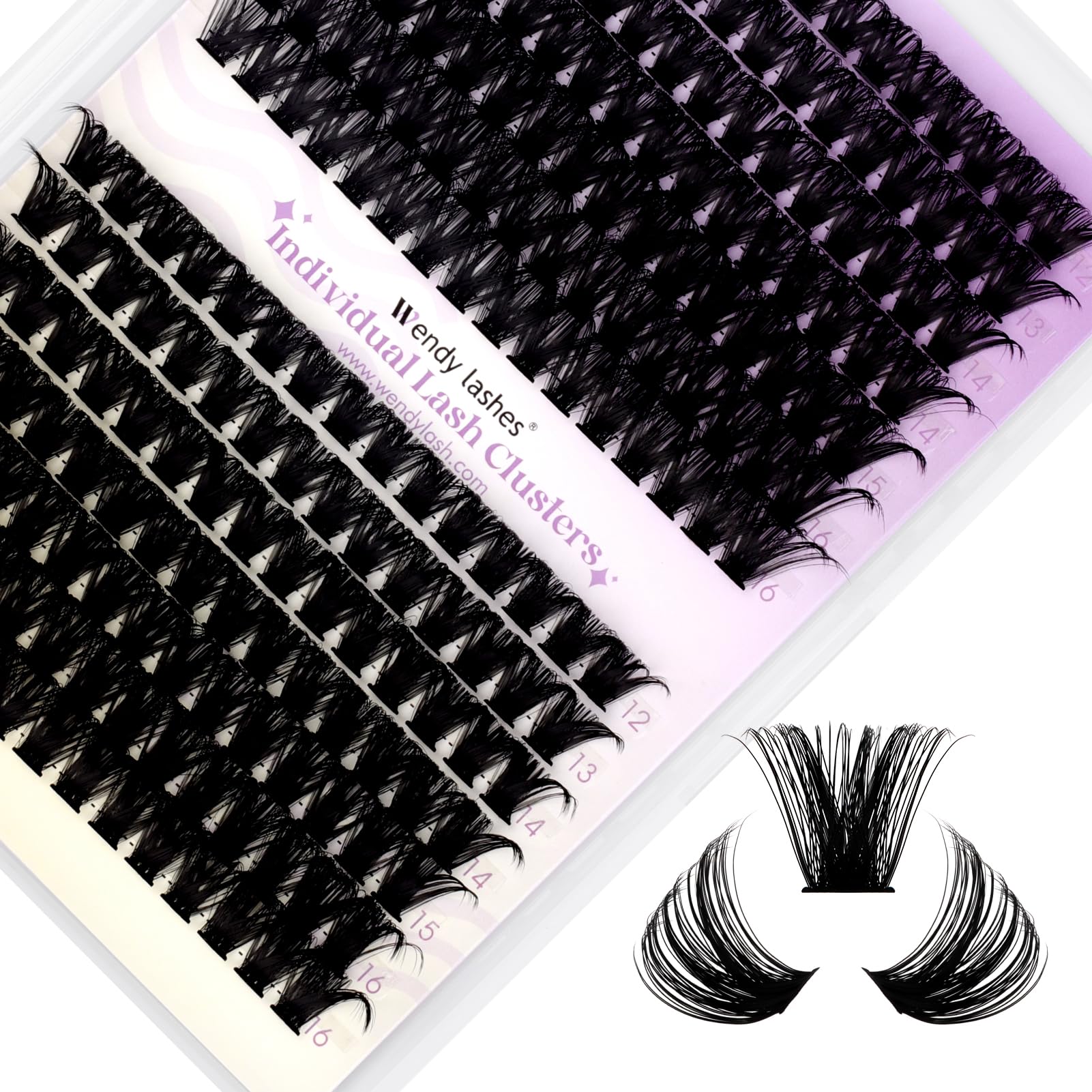 WENDY Pestañas Postizas Individual D Curl 0.07mm Mix 8-16mm Cluster Lashes 3D Effect Extensión de Pestañas Professional DIY(C3-D-816) — view 15
