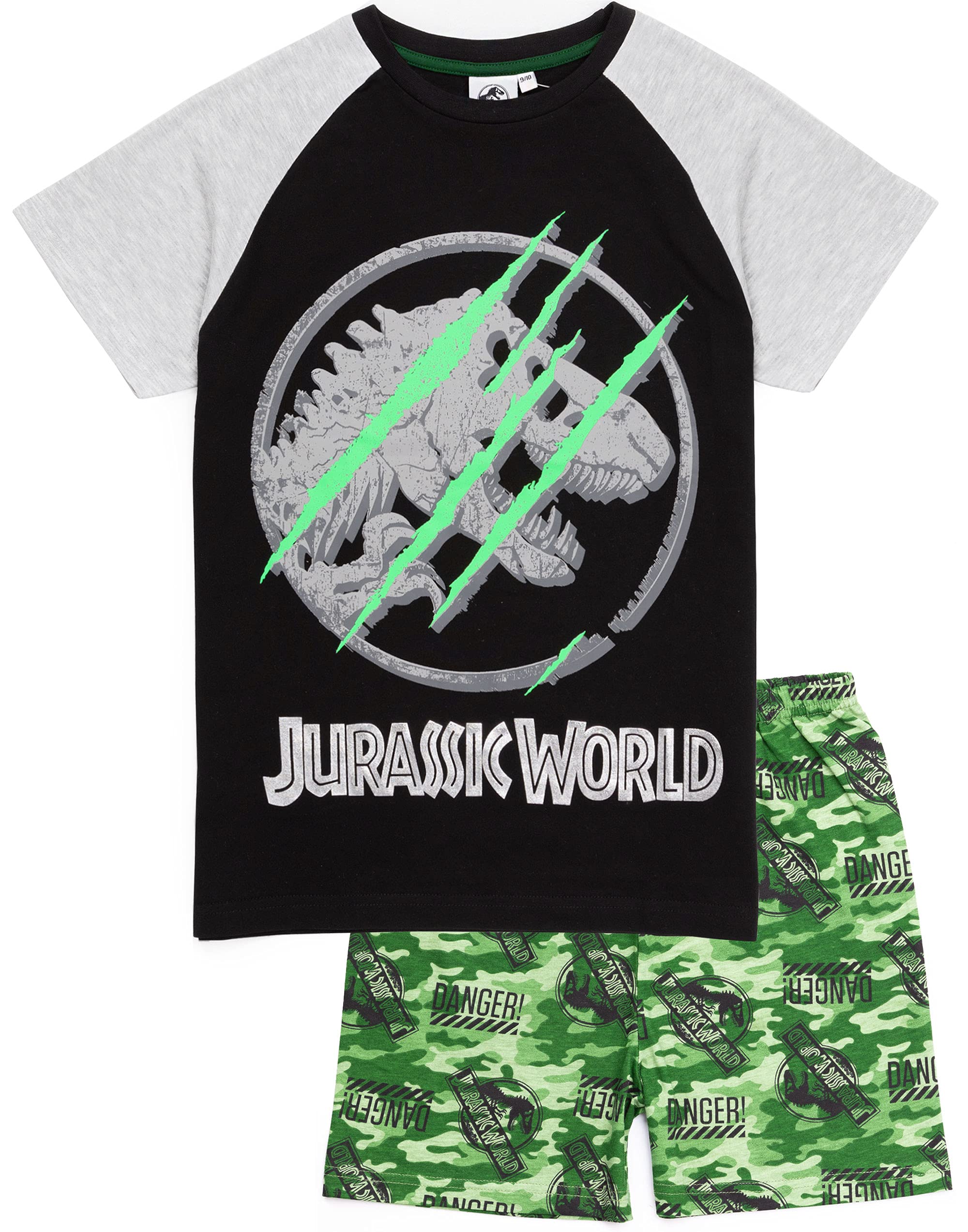 Jurassic World Pyjamas For Boys | Kids Camo T Shirt With Shorts OR Trousers Dinosaur PJs | Movie Merchandise 10-11 Years