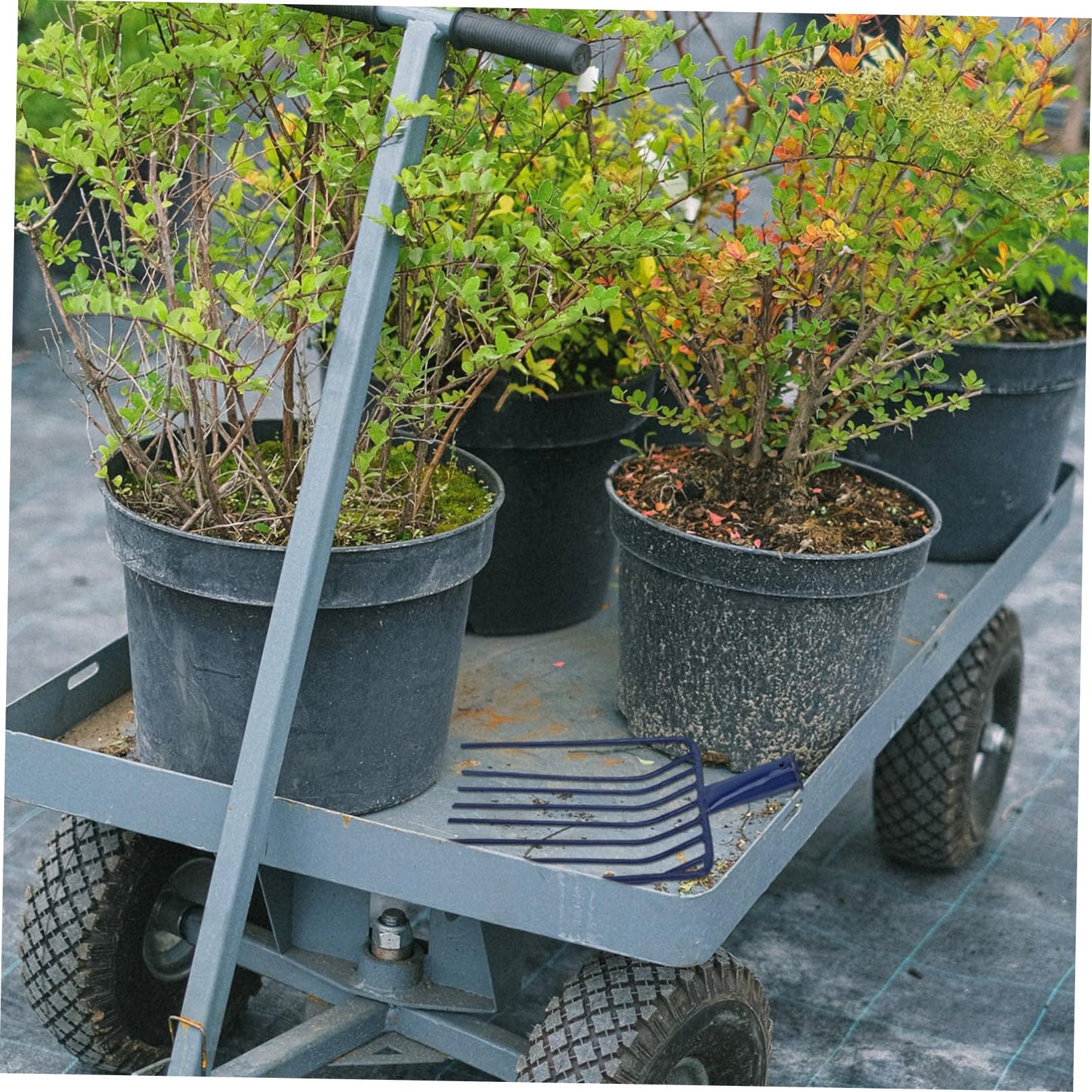 Abaodam Handgabel Gartenwerkzeug aus Stahl mit 9 Zähnen für Garten und Küche zum Verteilen von Kies und Festem Boden Robuste Kohleschaufel in Blau