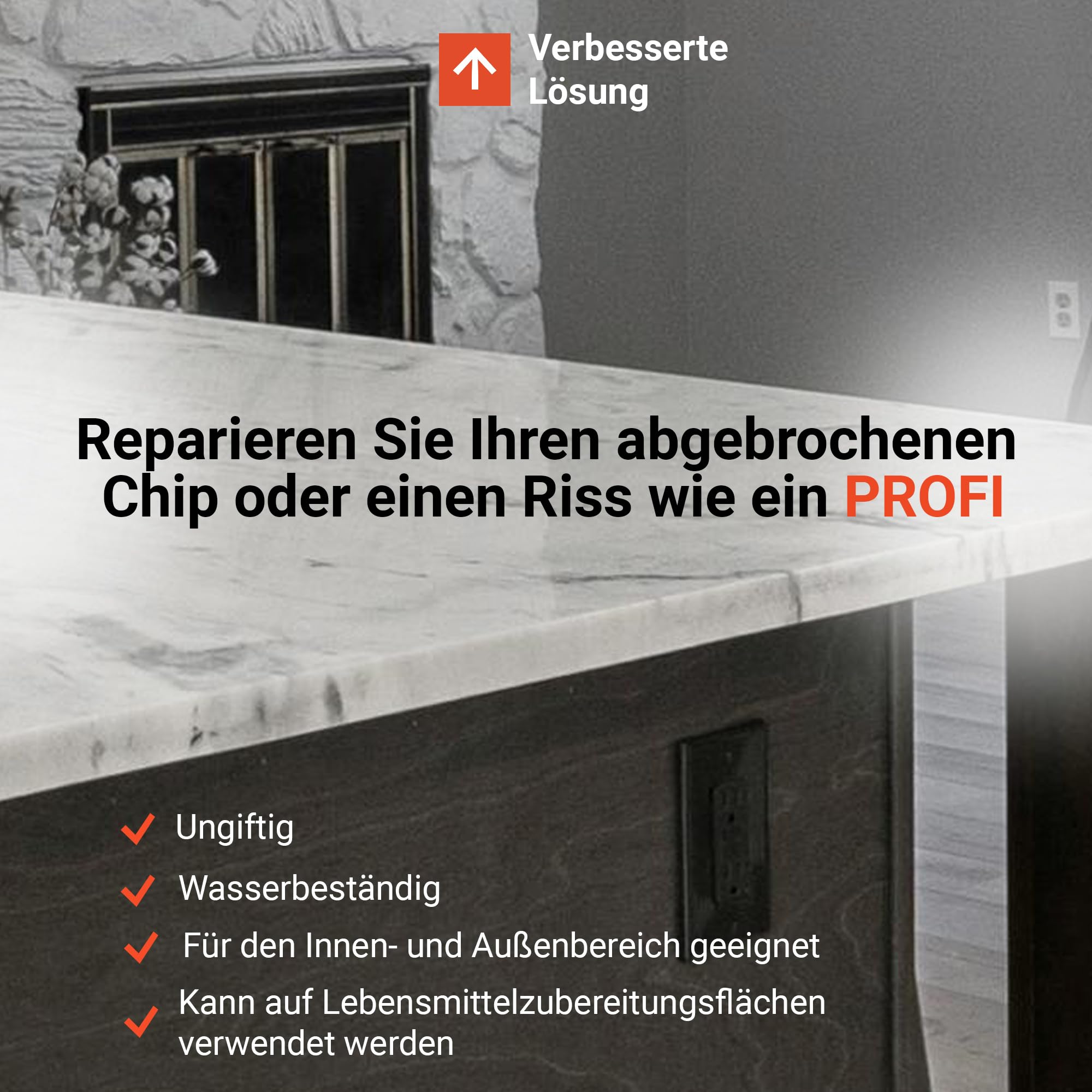 Granit-Reparatur-Set (transparent, schwarz und Acryl-Reparaturset) – ideal als Quarz-Arbeitsplatten-Reparatur-Set I funktioniert hervorragend für Marmor, Porzellan, Keramik und Corian Oberflächen