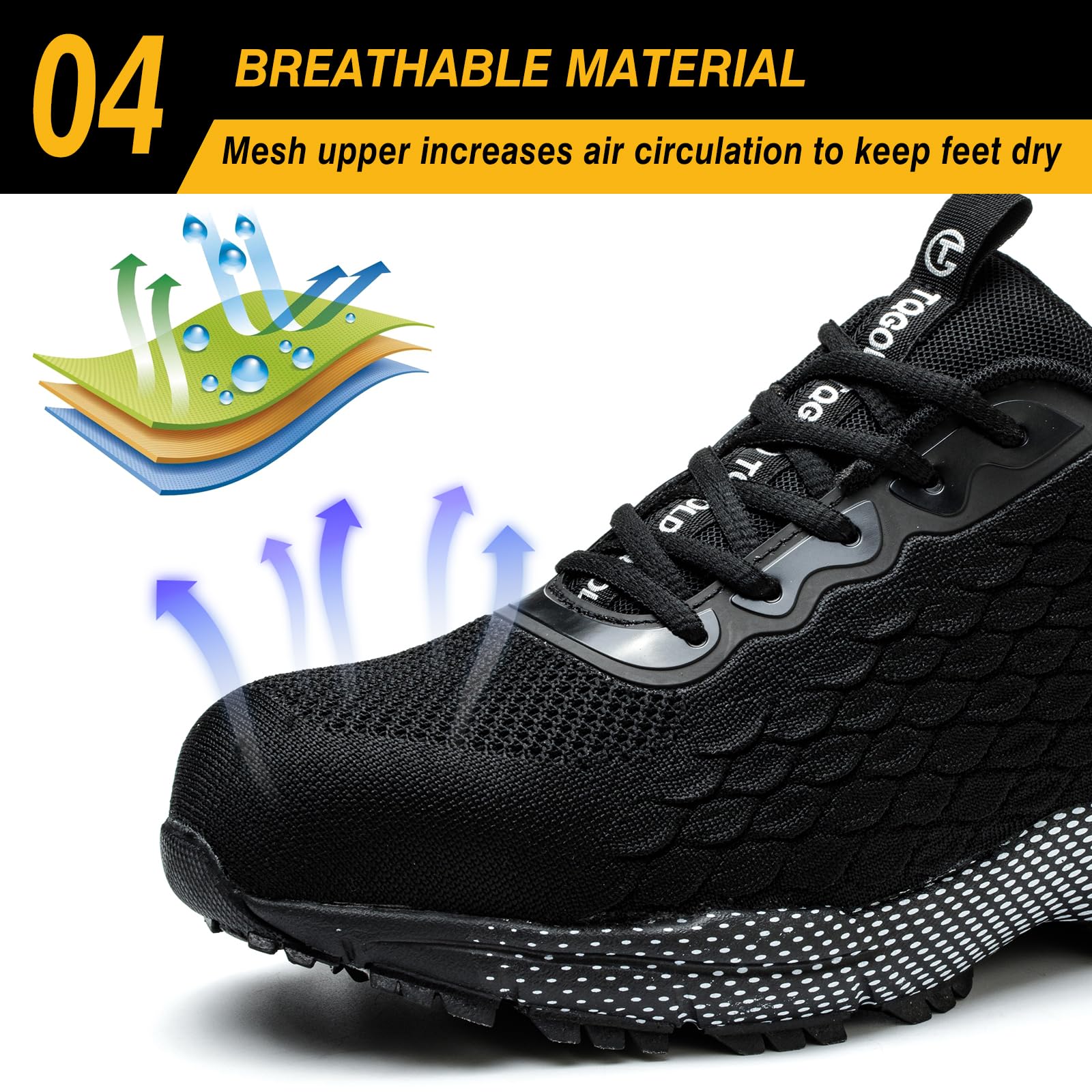 AONEGOLD Sicherheitsschuhe Herren Arbeitsschuhe Damen Leicht Stahlkappenschuhe rutschfest Atmungsaktiv Stahlkappe Sportlich Schutzschuhe Gr.36-48EU