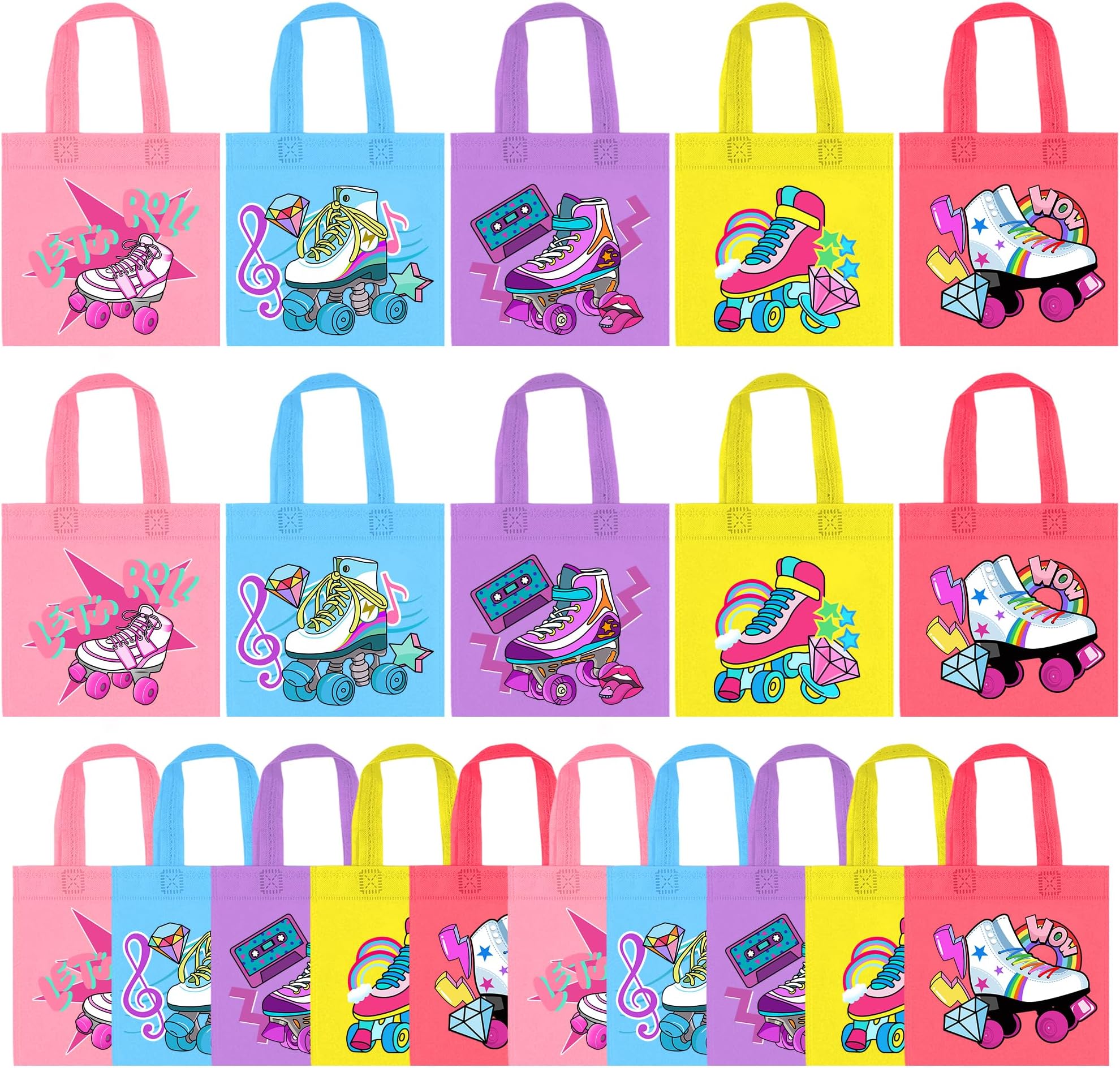Tazimi 20 PCS Roller Skate Party Favor Bags Skating Birthday Party Supplies Let's Roll Party Favor Bags for Roller Skating Theme Birthday Party