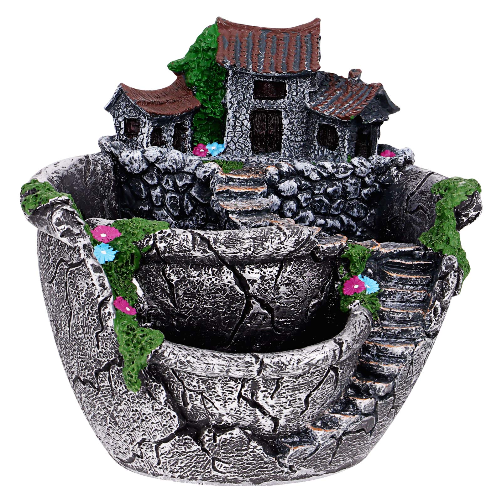 Amazon.com: DOITOOL Micro Landscape Flower Pot Tiny Creative Flower Pot  Holders Artificial Succulent Plants Pot Hanging Garden Design with Sweet  House ( Sliver ) : Patio, Lawn & Garden