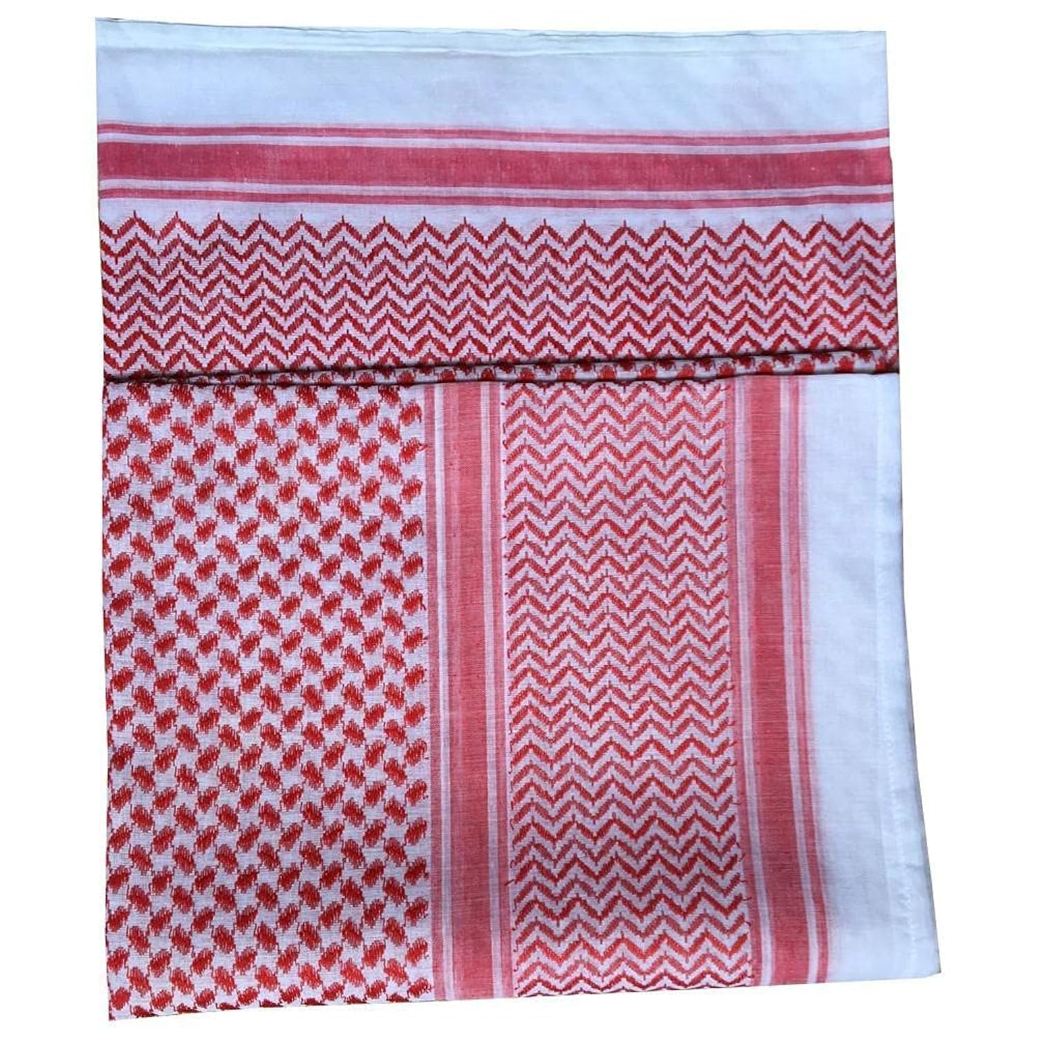 GenericIslamic Men Headscarf Shemagh Palestine Arab Scarf Shaykh Boys Head Covering, Red & White Scarf, L