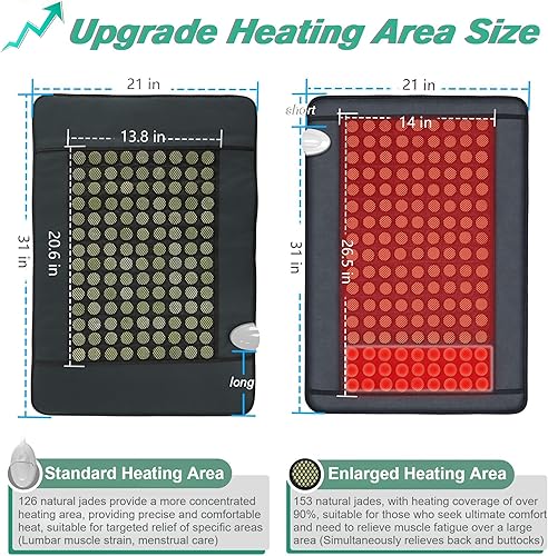 Vista 5 de UTK Almohadilla térmica de infrarrojos lejanos mejorada para la espalda, alivio del dolor 5 veces más profundo, almohadilla térmica de jade puro