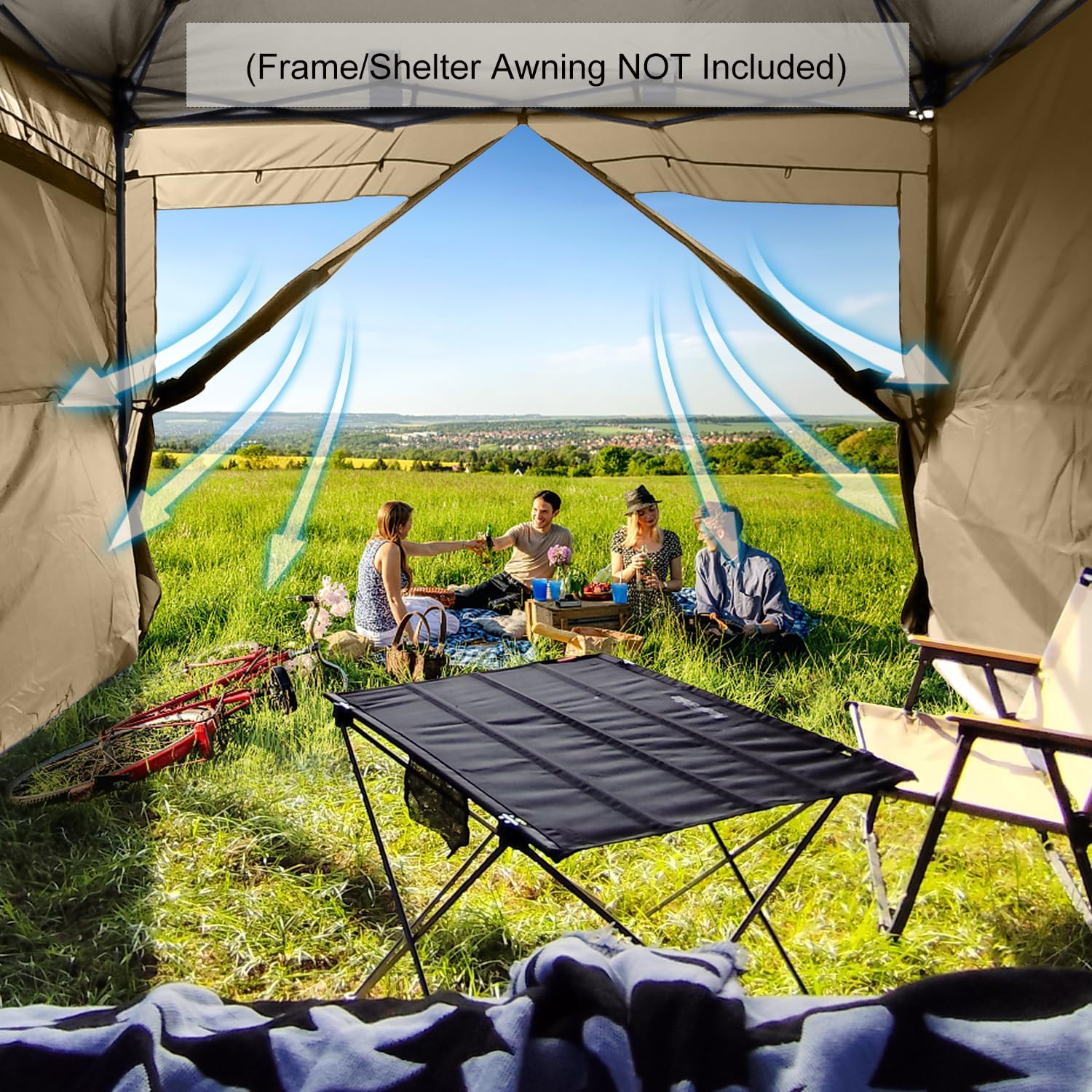 KAMPKEEPER 5pcs Sidewalls for 10X10 Commercial Instant Canopy Tent, Converts Canopy into Tent for Camping with Removable SUV Tailgate - Khaki (Canopy Pole/Shelter NOT Included)