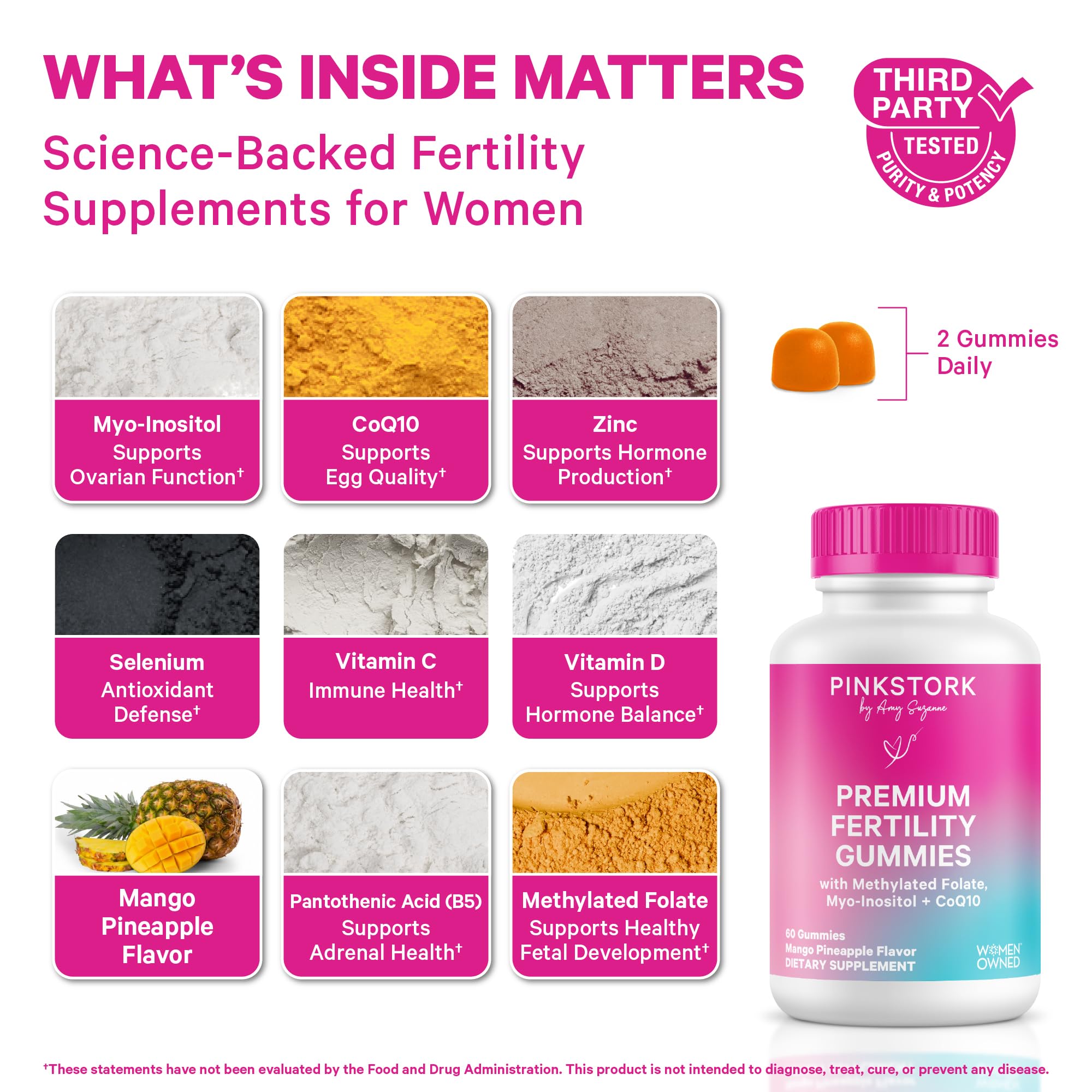 Pink Stork Fertility Gummies for Her | Myo-Inositol + CoQ10 | 60 ct — Amazon image 2