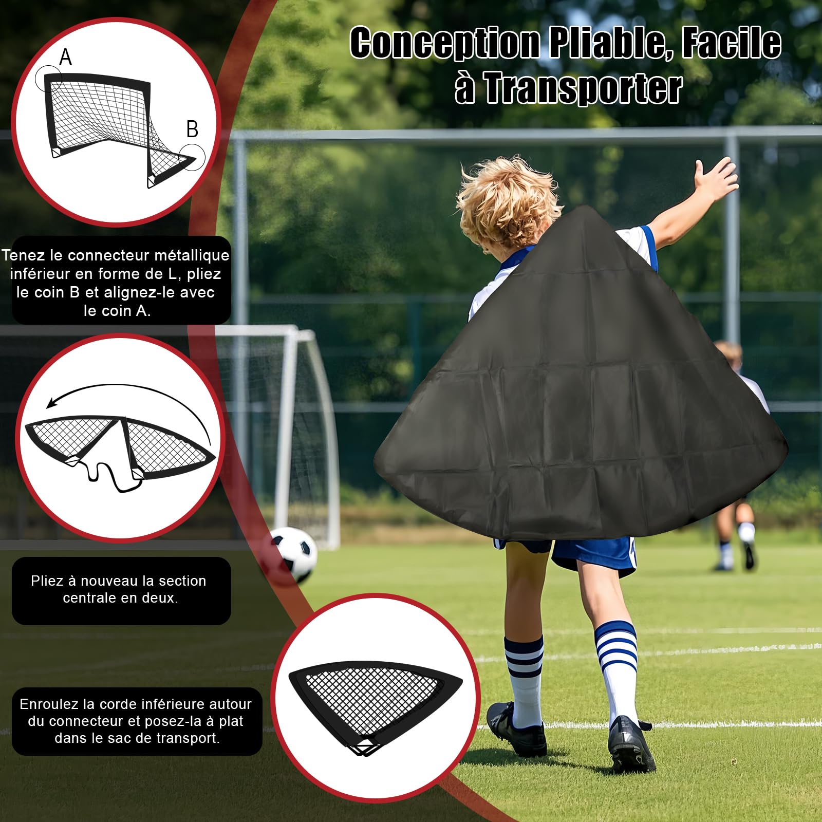 Cage de Foot, Set de 2 But de Foot Exterieur, Goal de Foot avec Cible Suspendue, But de Foot Exterieur pour Jardin Entrainement Football Cadeau - 120x90x90CM
