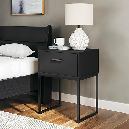 Miniatura 2 de Signature Design by Ashley Neilsville - Mesita de noche industrial de 1 cajón, bloque de carnicero, color gris