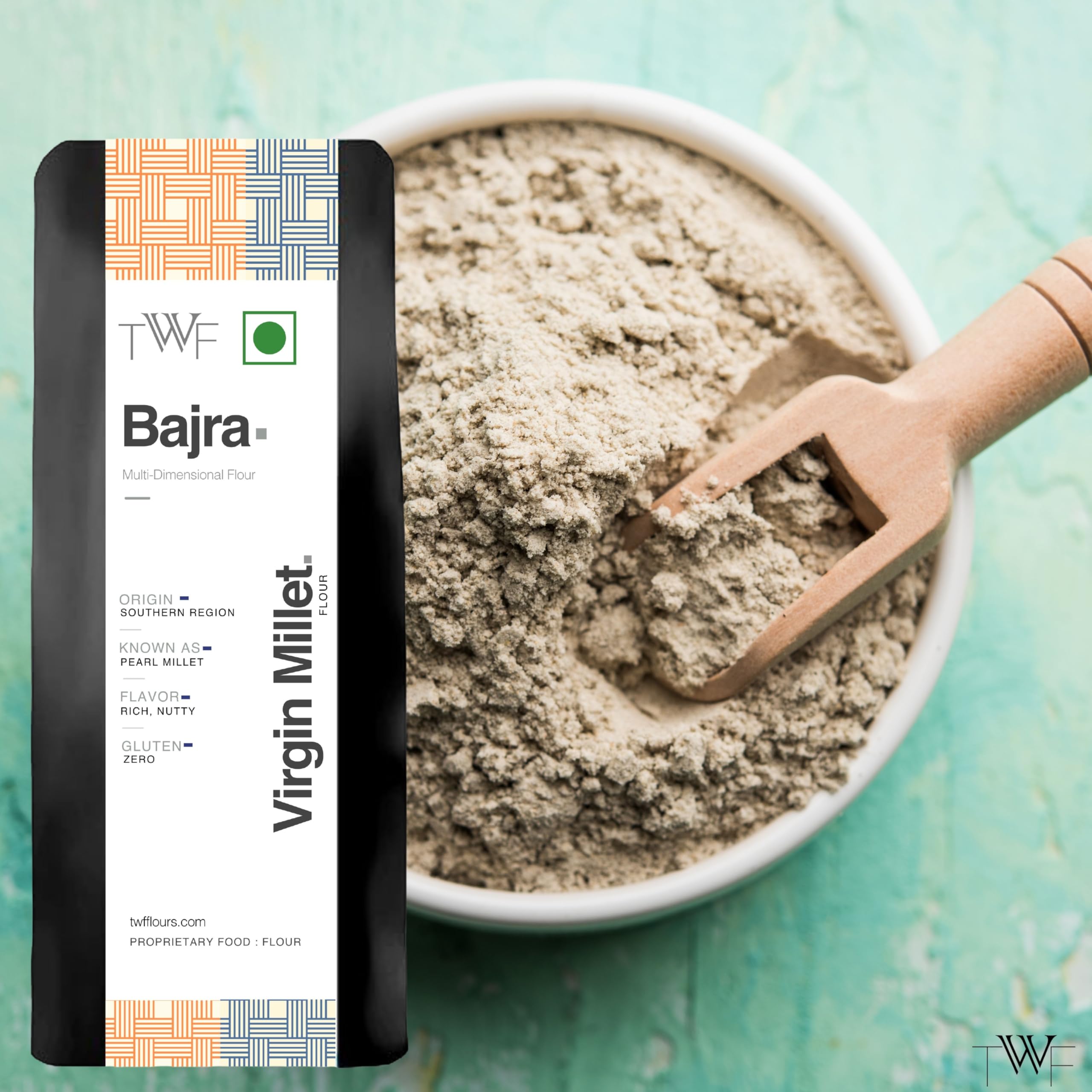 TWF Bajra Flour | 2 Kg | 100% Bajra Millet Flour | Pearl Millet Atta | Natural & Gluten Free | Hulled | Stone Ground | Rich in Iron | High Fibre Atta | Ideal for Bhakri, Roti, Thepla | No Maida | No Additives 2
