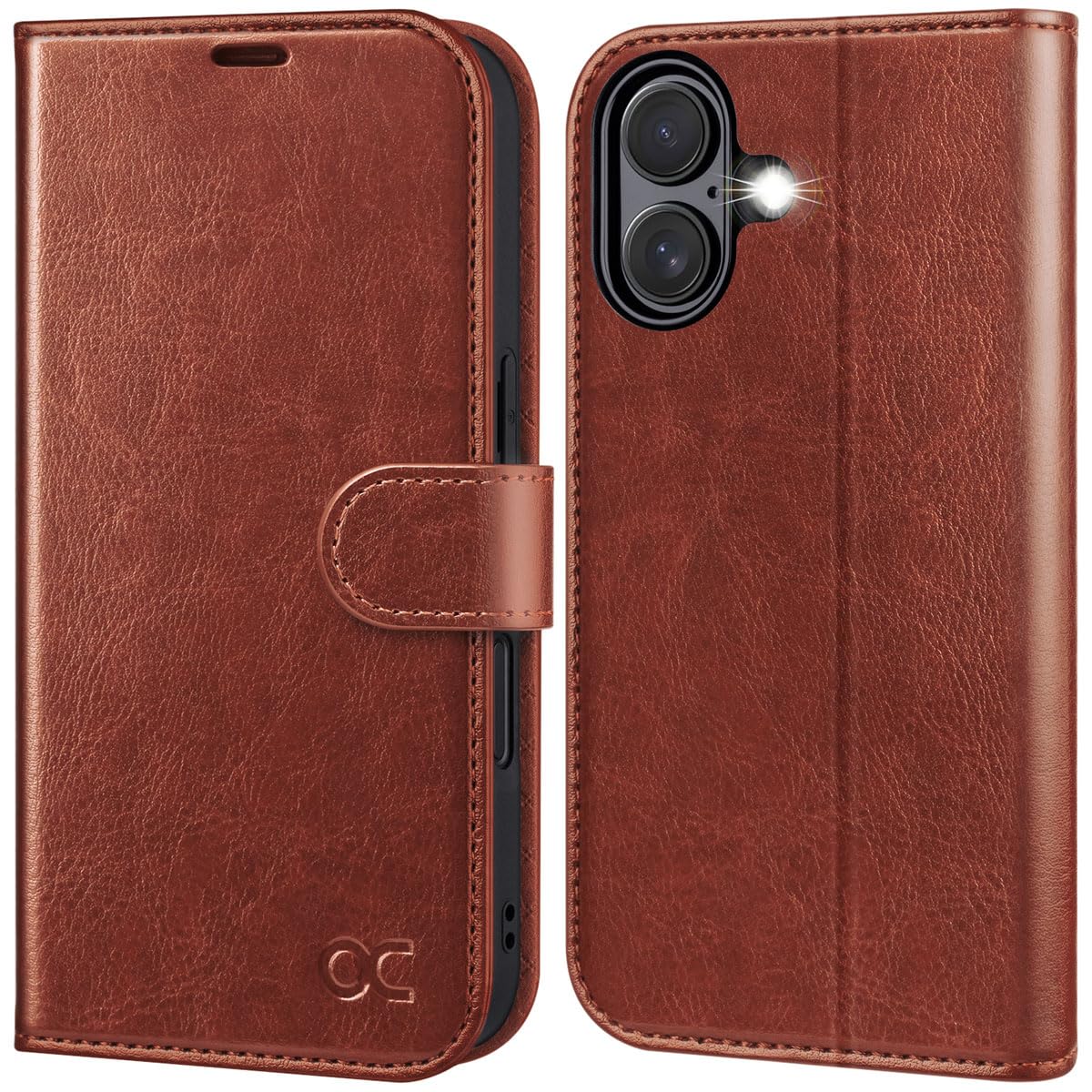 OCASE for iPhone 16 Plus Case, PU Leather Wallet, Magnetic Flip Folio Cover with RFID Blocking, Card Holders, Shockproof TPU