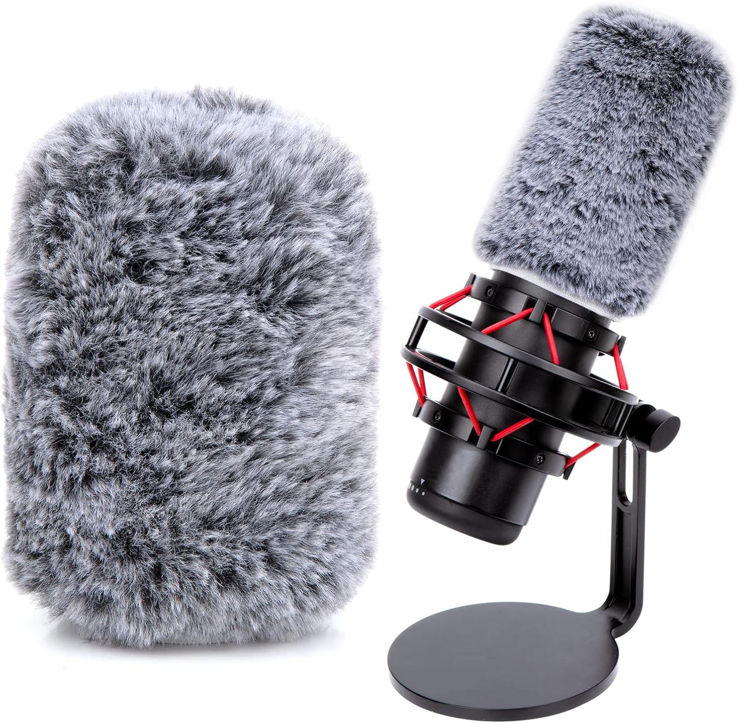 YOUSHARES QuadCast Microphone Windscreen, Furry Wind Cover Microphone Wind Shield Compatible with HyperX QuadCast Mic and HyperX QuadCast S microfono for Filter Ambient and Breathing Winds