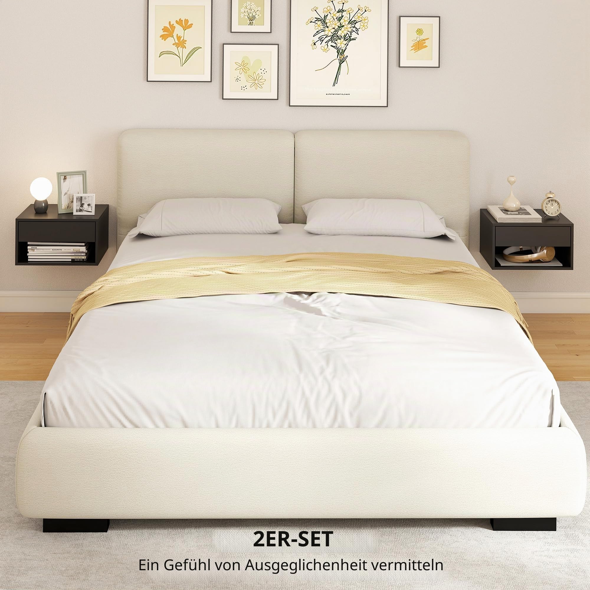 HOMCOM Schwebende Nachttische Set von 2, Schwarz
