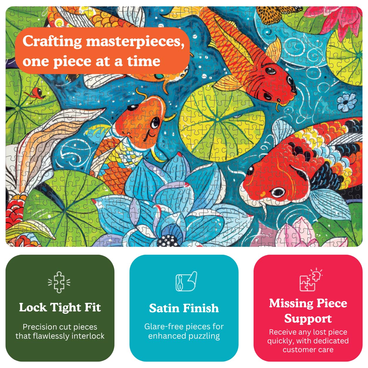 Dragonfly Dreams: Koi & Lilie Adventure by Cross & Glory – 1000 elementów puzzli premium, unikalna układanka o tematyce natury, żywa sztuka ekologiczna, idealna dla entuzjastów puzzli