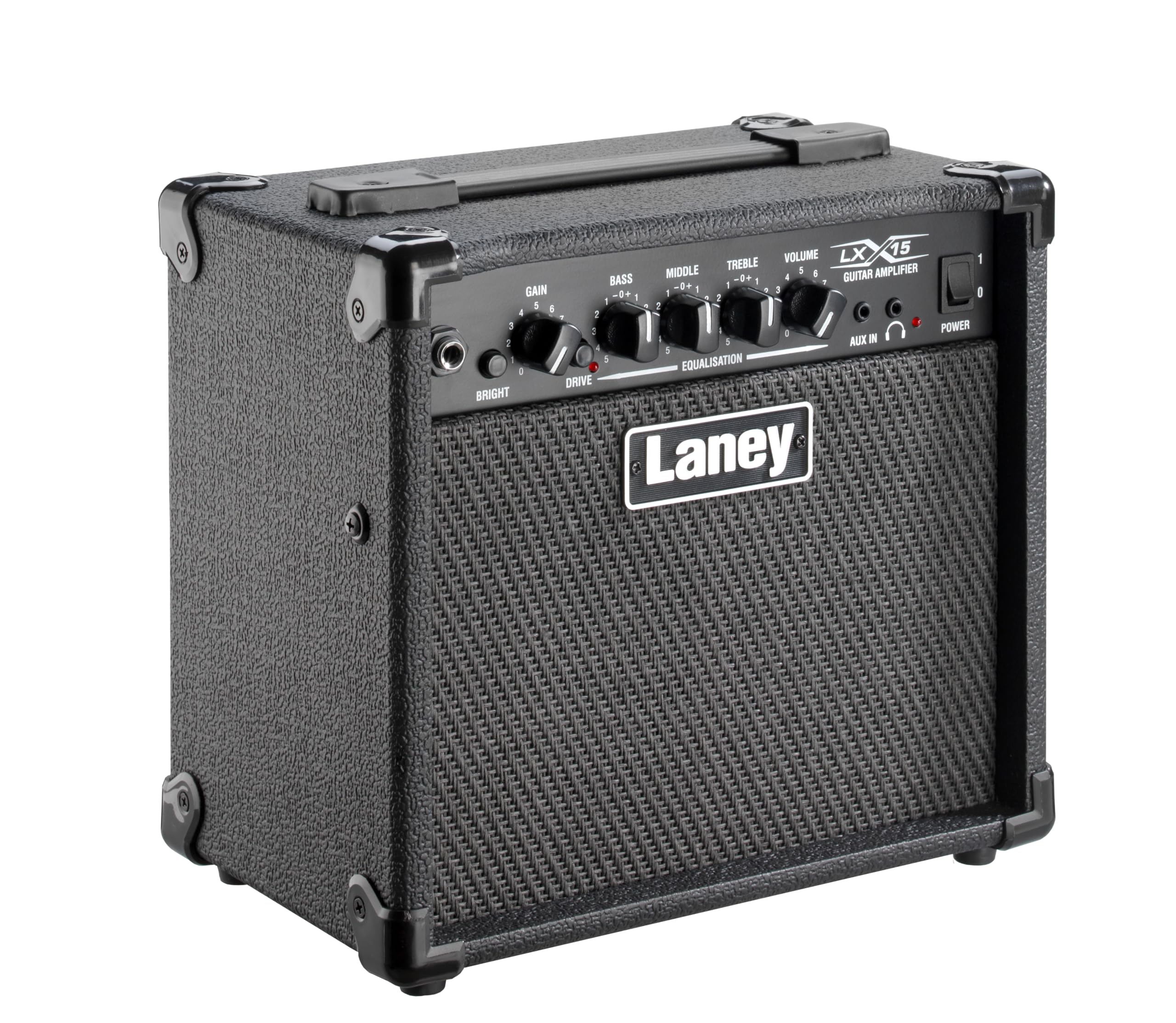 Laney LX15 Amplificatore di chitarra elettrica - AMP da 15 W, interruttore di azionamento, EQ a 3 bande, input Aux- AMP portatile compatto per principianti - nero