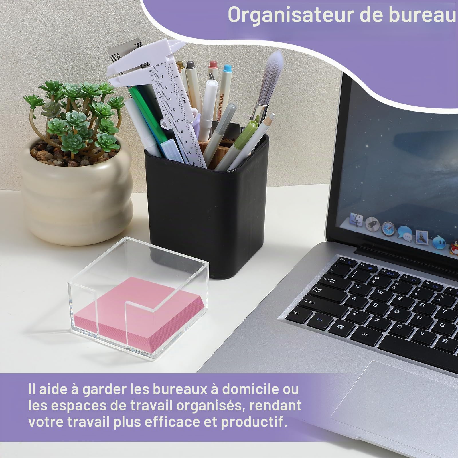 CIATBYYJ Distributeur de notes adhésives en acrylique transparent pour l'organisation du bureau, support de bloc-notes autocollant de 7,6 x 7,6 cm pour dortoir, maison et bureau (transparent)