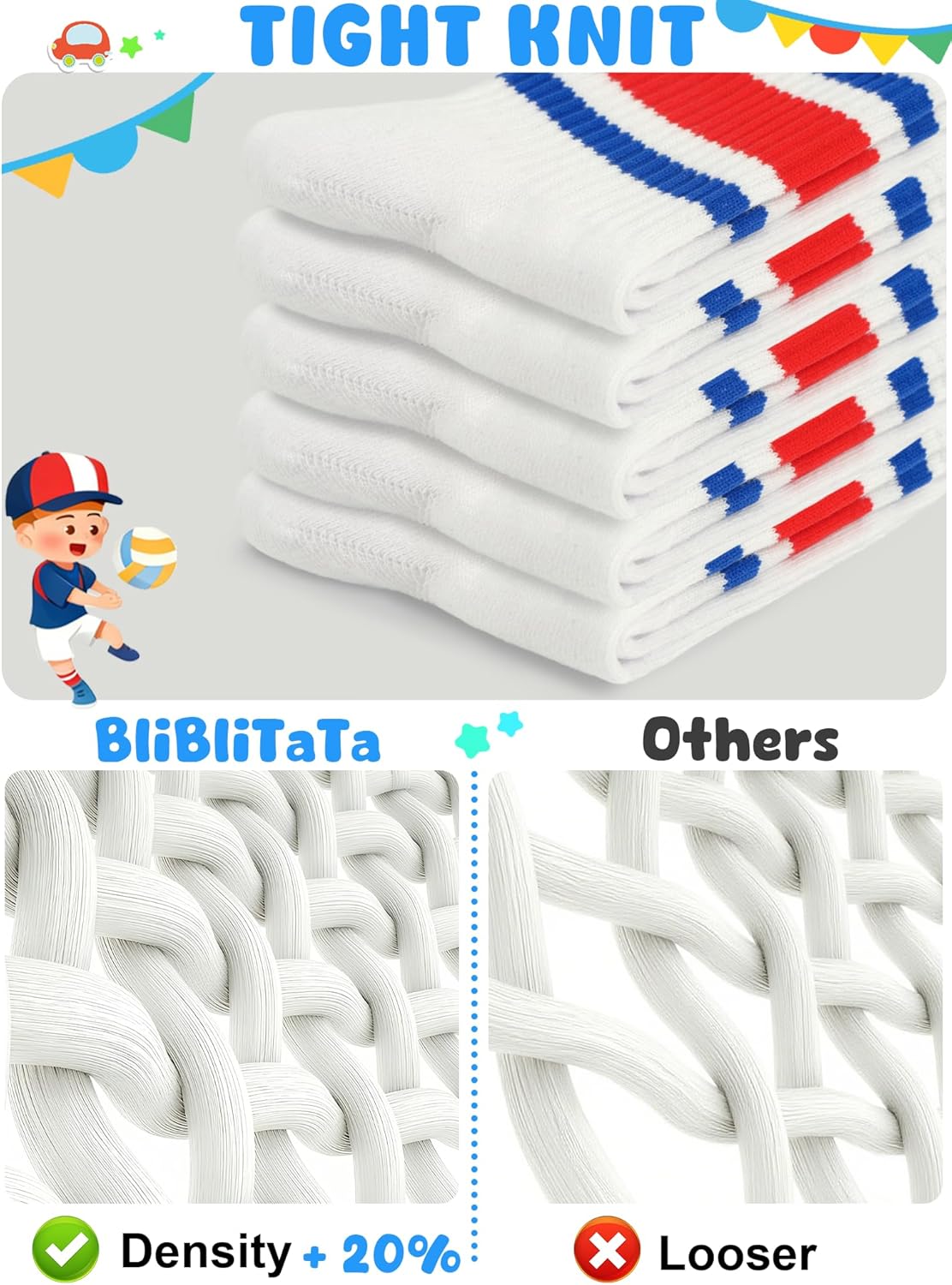 Kids Crew Socks 5 Pack For Boys Athletic Cotton Seamless Toe for 2-4, 4-6,6-8,8-10,10-12,12-14 Years Old Colorful