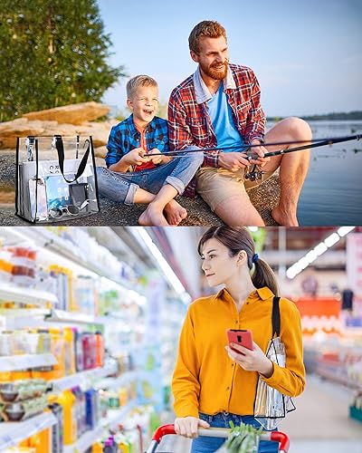 Miniatura 5 de 12 paquetes de bolsas transparentes aprobadas por el estadio, bolsas de plástico transparente con asas, bolsas transparentes para estadio, bolso