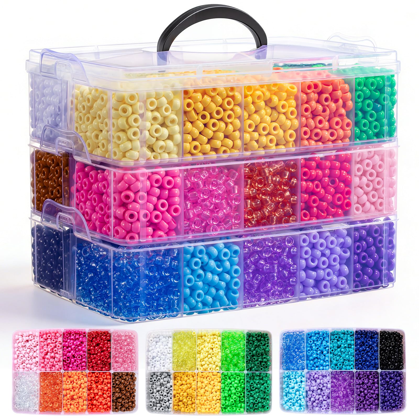 Simetufy 10000Pcs Pony Beads Bulk 30 Colors