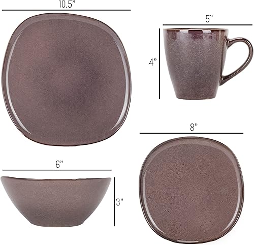 Miniatura 5 de Elanze Designs Juego de 16 tazas y tazones de cerámica de cerámica de alto brillo, estilo vintage, hecho a mano, de 16 piezas, servicio para 4,