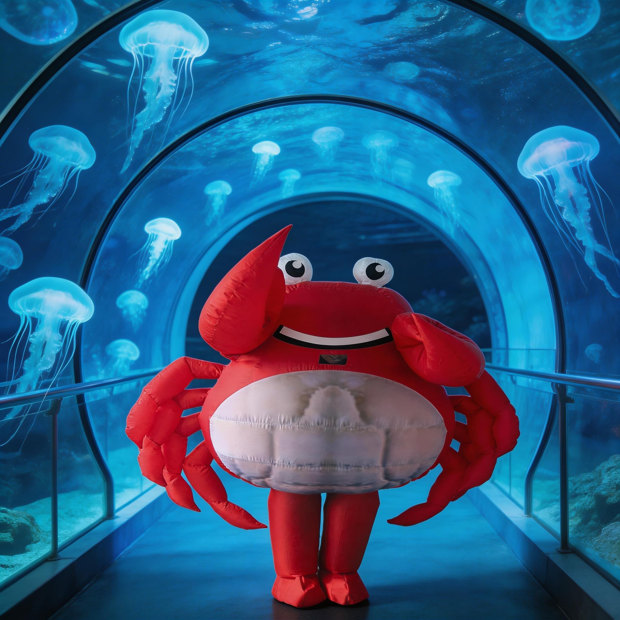 Disfraz inflable de cangrejo para adultos, disfraz de mascota de cuerpo completo de poliéster rojo, disfraz unisex de carnaval con temática de animales