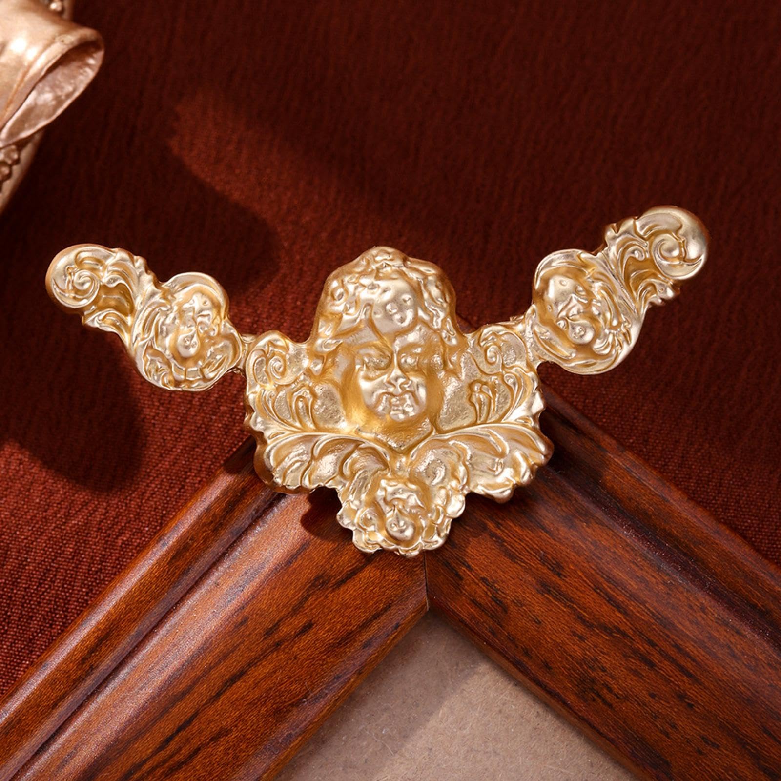 Broche Vintage con diseño de ángel clásico y Cabeza Humana, 6 cm, aleación de Zinc, Oro Mate, para Solapa, Ideal para Trajes, Abrigos, Sombreros y Bolsos.