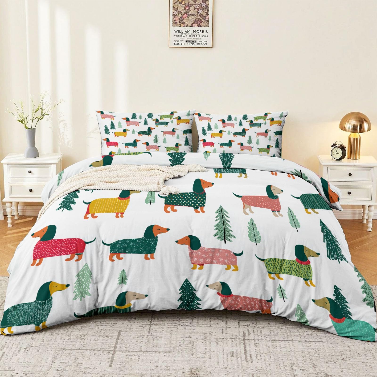 Parure de lit Teckel 140x200 cm avec sa taie en microfibre multicolore