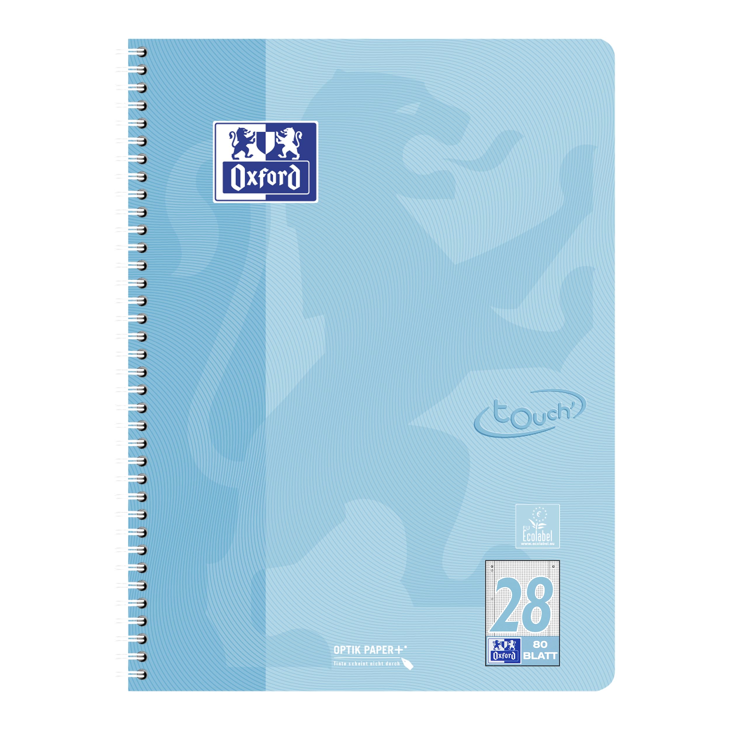Oxford Touch - Libreta de 160 páginas (tamaño A4, cuadriculado, 10 unidades, 5 colores pastel)