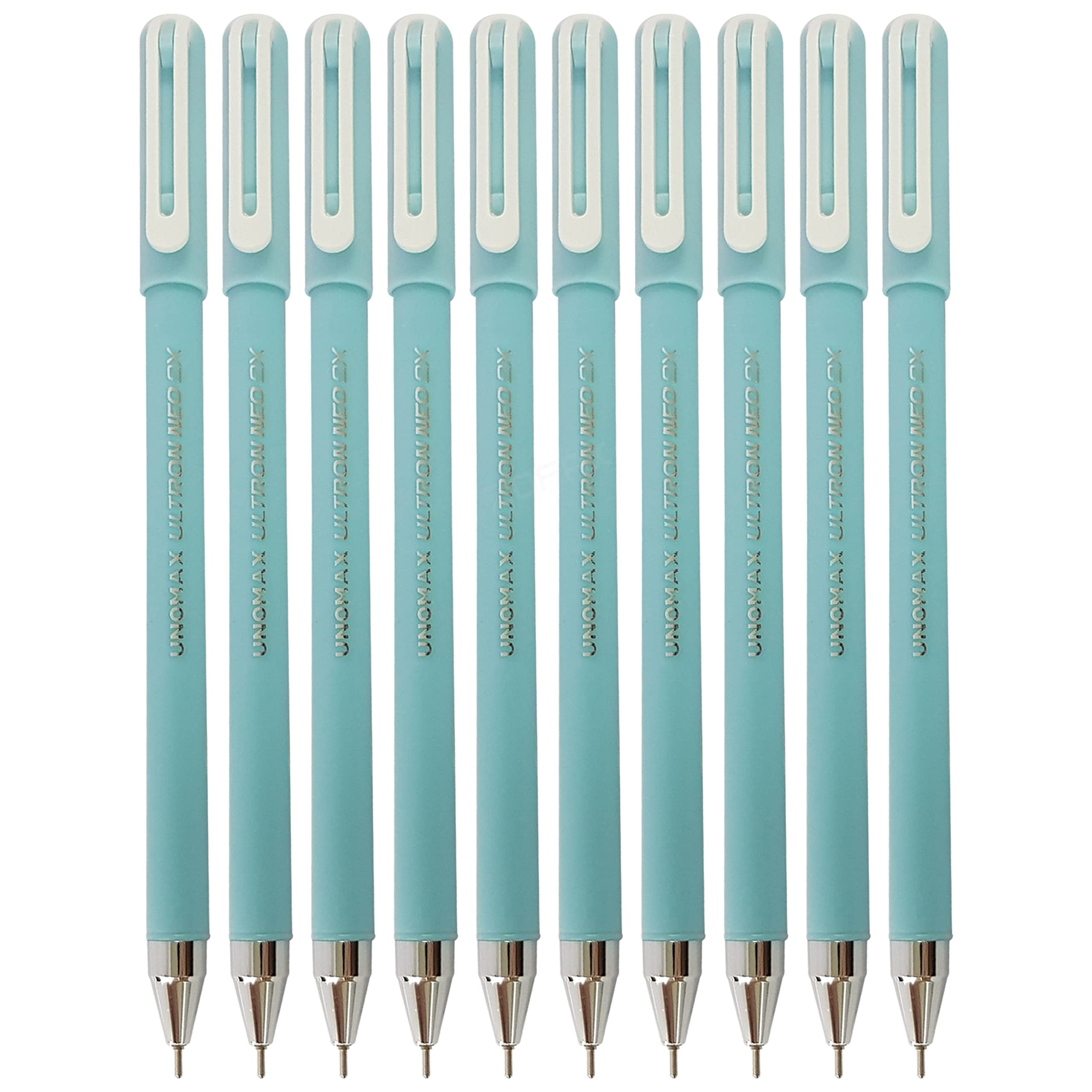 UNOMAX 2X-ST Ballpoint Pens, BLUE, 0.7mm Fine Point, Pack of 10, Smooth Writing Ball Pens, Perfect for School Office Home Use, PATEL Black Ball Pen