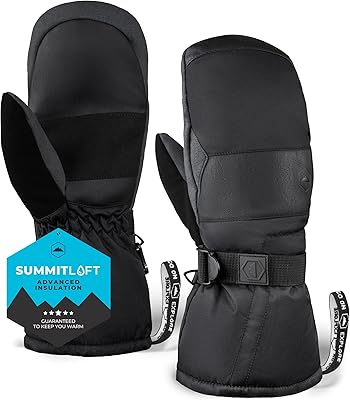 Tough Outdoors Adult Winter Ski Mittens for Women and Men - Mens Womens Waterproof Insulated Snowboard Gloves - Snow Glove Mitten - Medium/Large