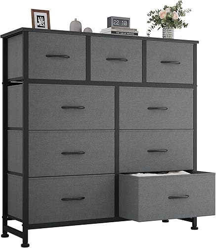 OLIXIS Organizadores de almacenamiento de 9 cajones, organizadores de armario y almacenamiento para ropa, cajón de almacenamiento de tela para sala