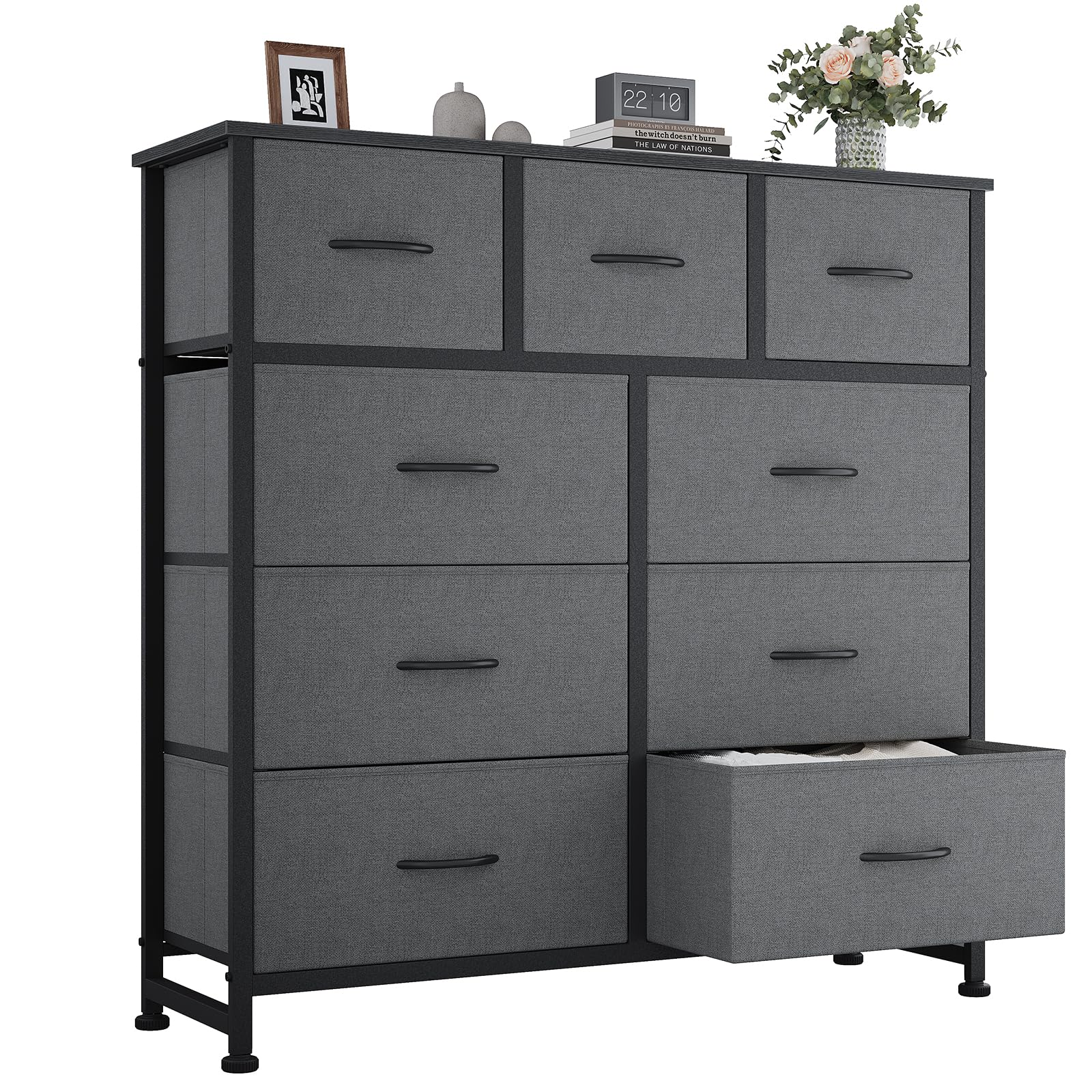 OLIXIS 9 Drawer Fabric Dresser for Bedroom, Chest of Drawers Organizer