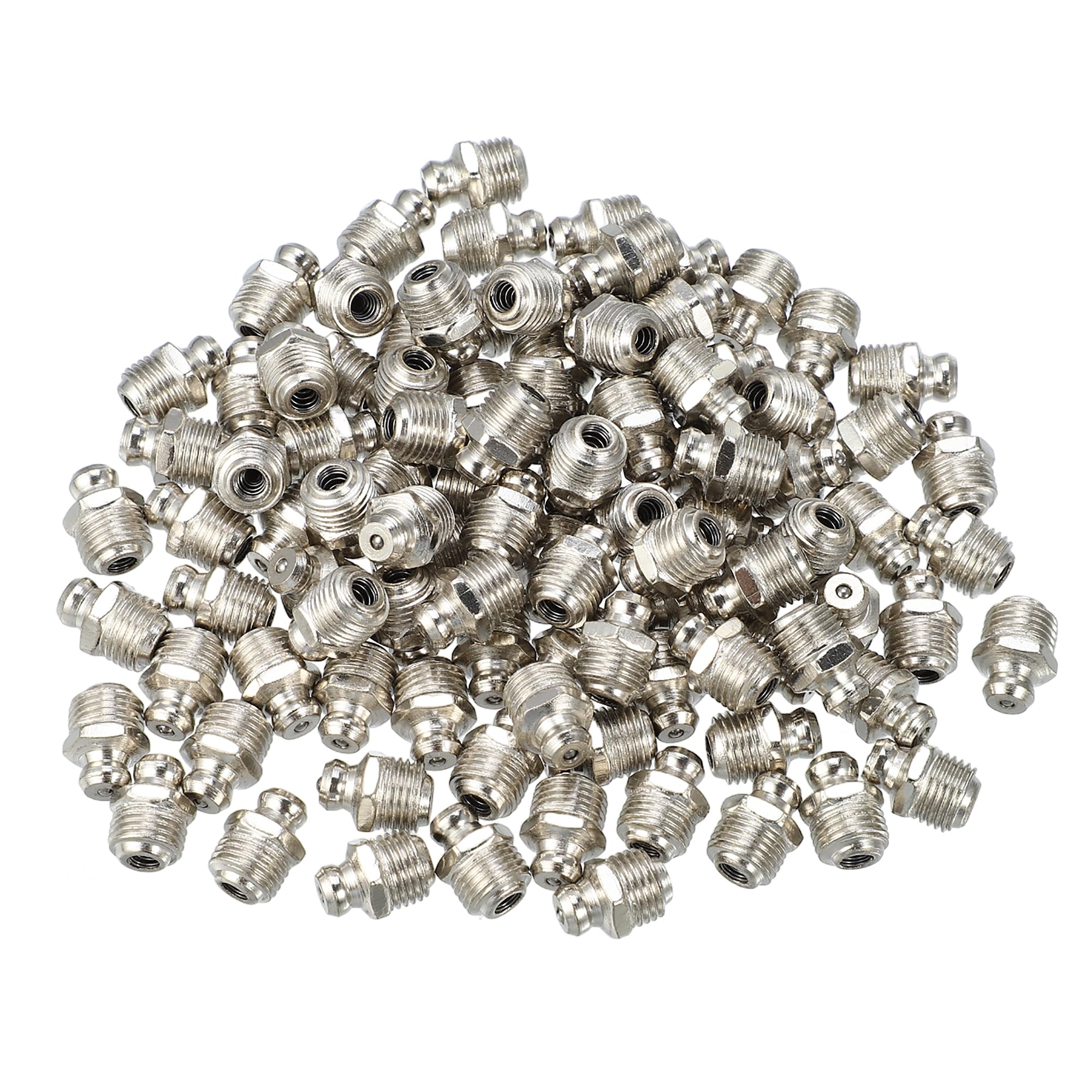 QUARKZMAN 100pz M10x1 Macchina Grasso Nipplo Montaggio 180 Gradi Nickel Placcato Acciaio