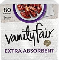 Vanity Fair Extra Absorbent Premium Paper Napkins, 80 Ct - 40% More Absorbent, Strong When Wet, Soft for Messy Meals