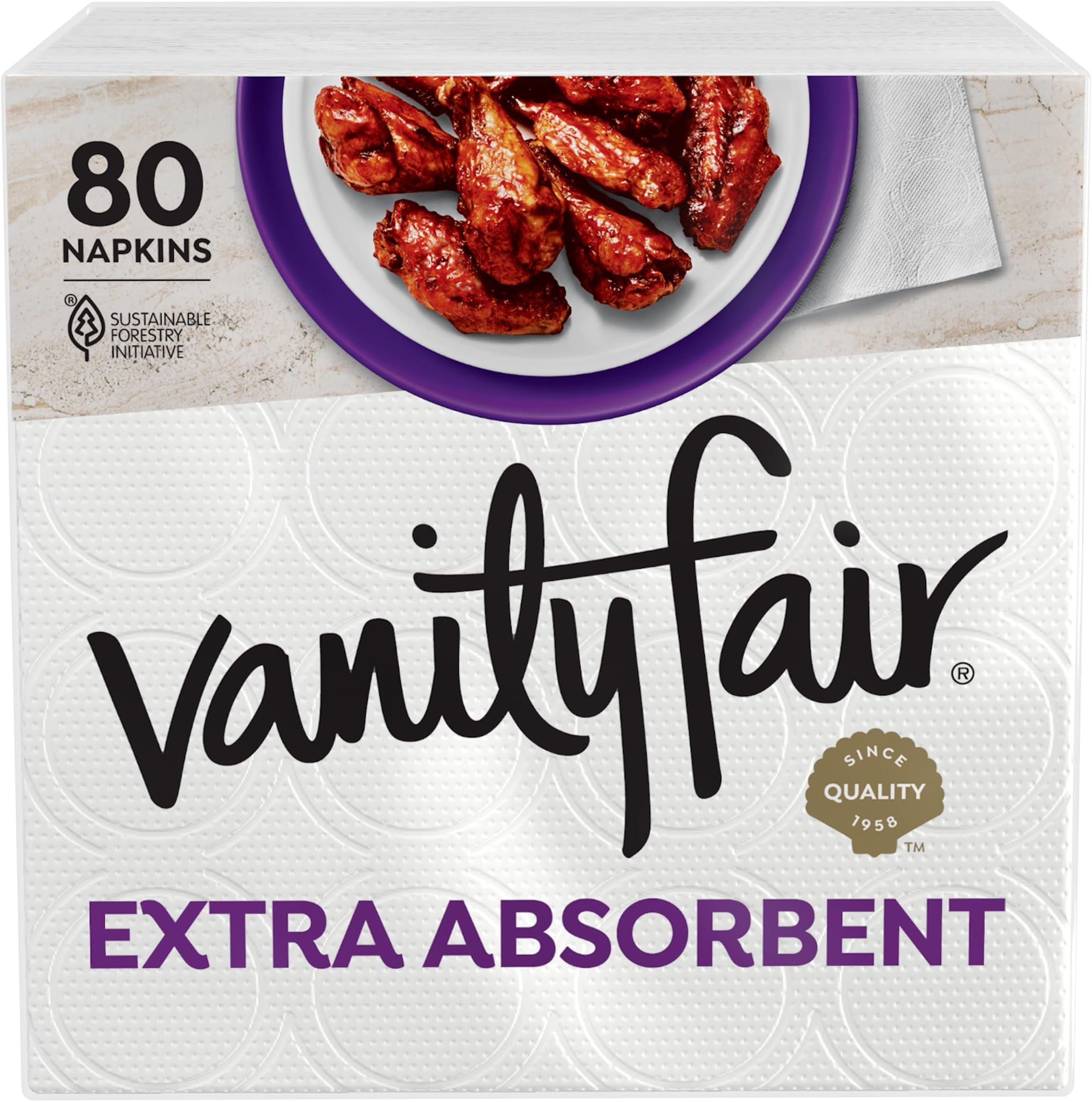 Extra Absorbent Premium Paper Napkins, 80 Count, Disposable Napkins Made Soft And Strong For Messy Meals And Everyday Use