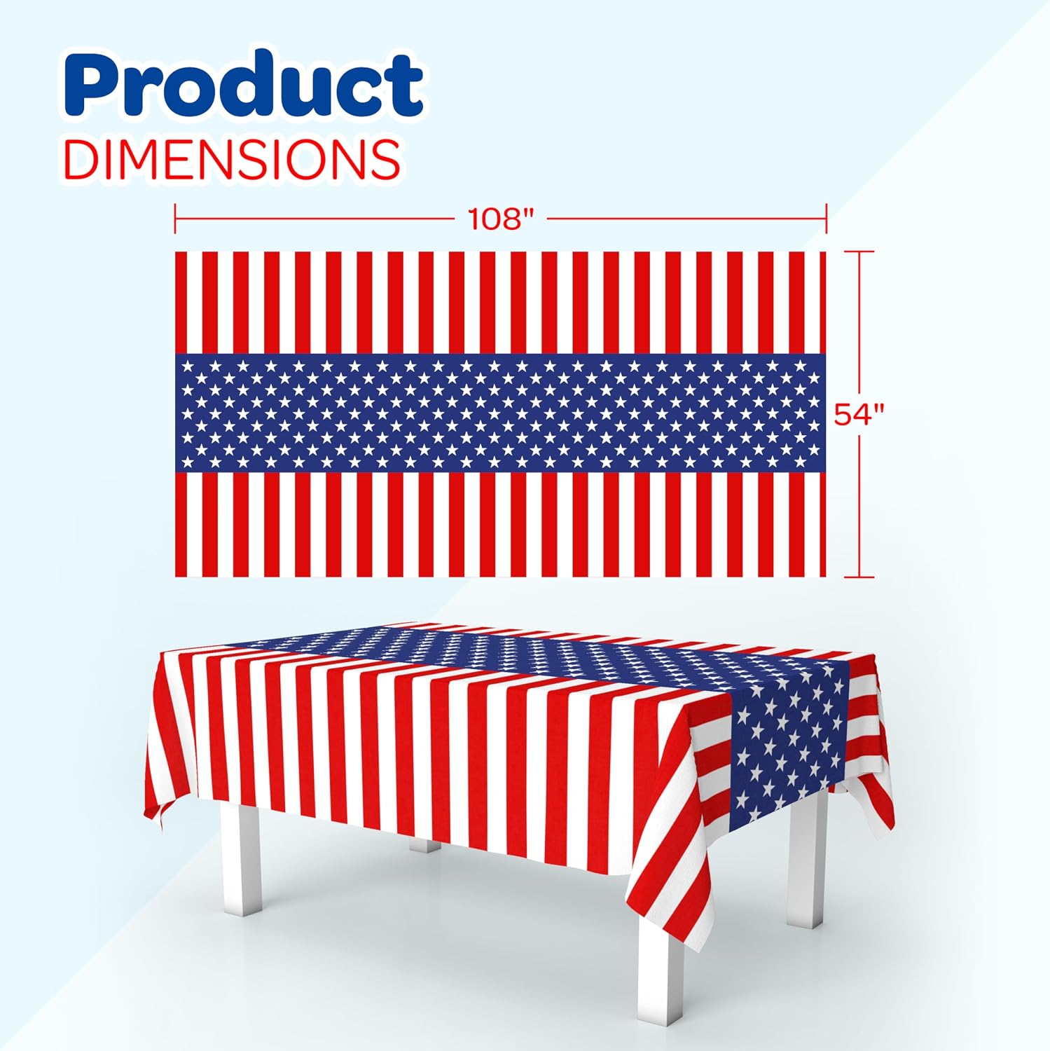 4E's Novelty 3 Pack Patriotic Table Cloth 54" x 108" – Plastic Disposable Tablecloth for 4th of July Decorations & Supplies for July Fourth, BBQ, Rectangle Table Cover for Independence Day Party image 3